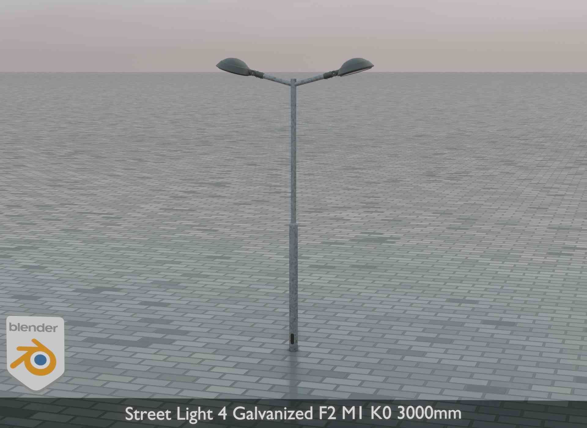 Street Light 4 Galvanized F2 M1 K0 3000mm Low-poly 3D model_2