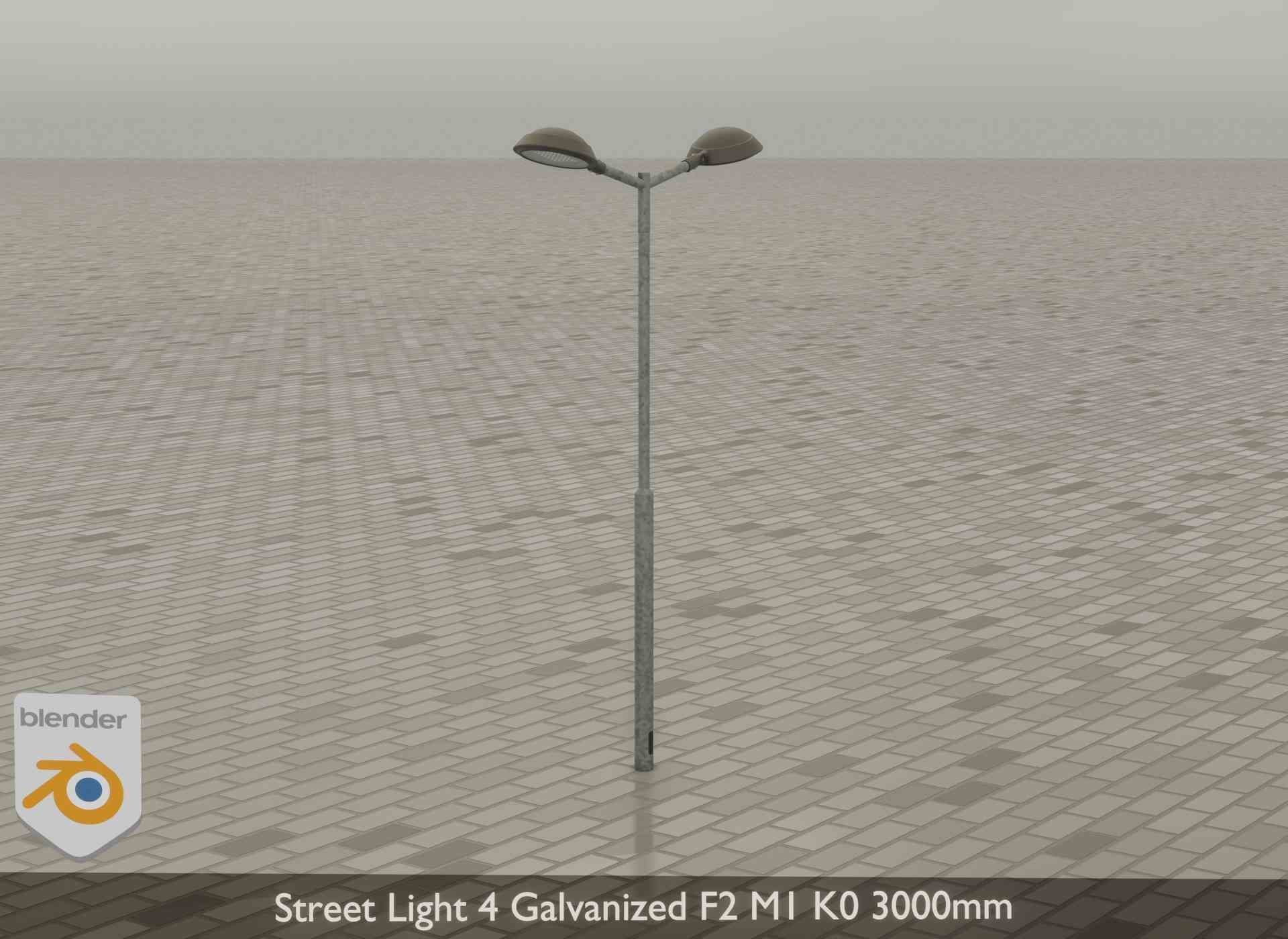 Street Light 4 Galvanized F2 M1 K0 3000mm Low-poly 3D model_34