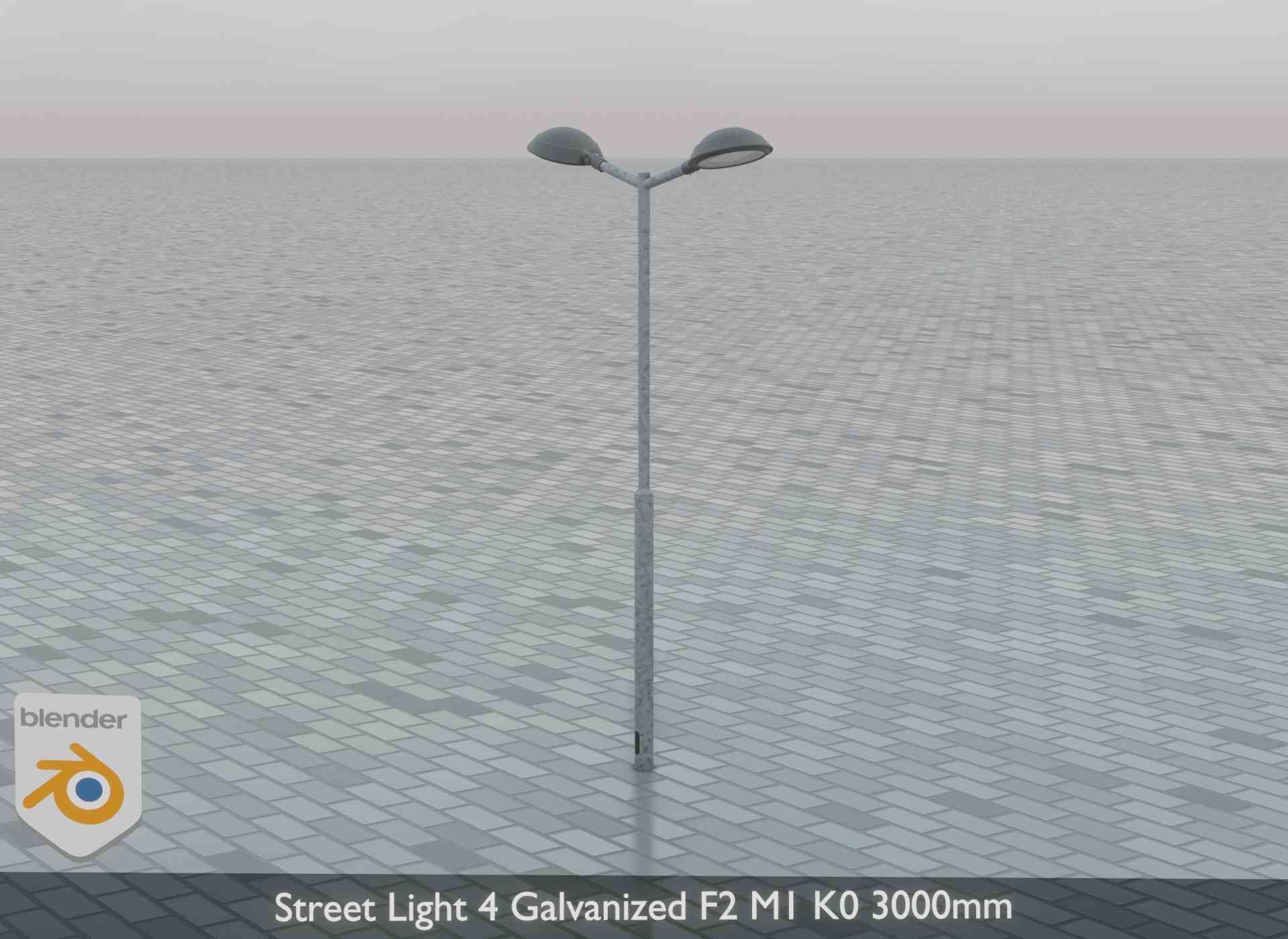 Street Light 4 Galvanized F2 M1 K0 3000mm Low-poly 3D model_6