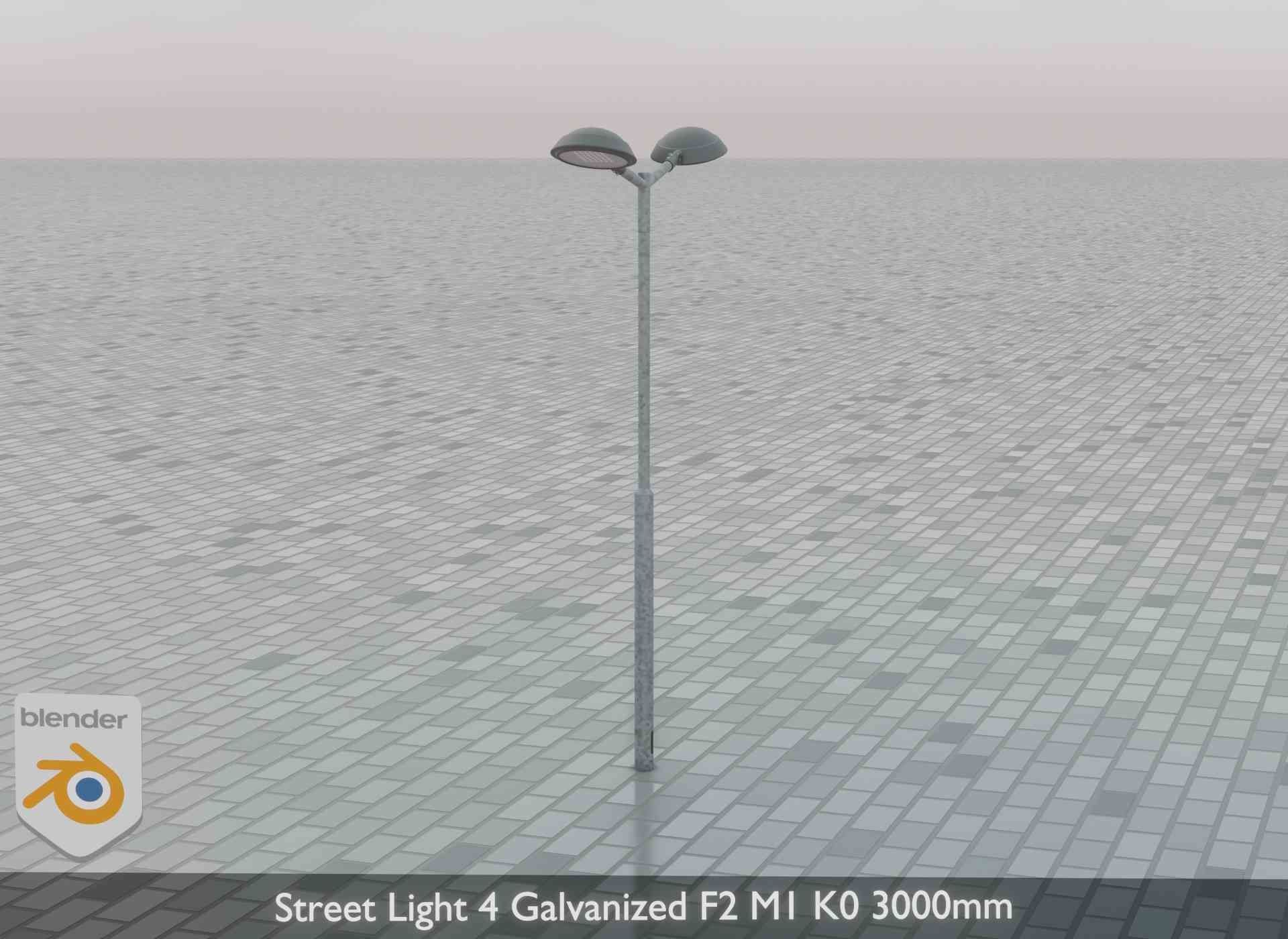 Street Light 4 Galvanized F2 M1 K0 3000mm Low-poly 3D model_72