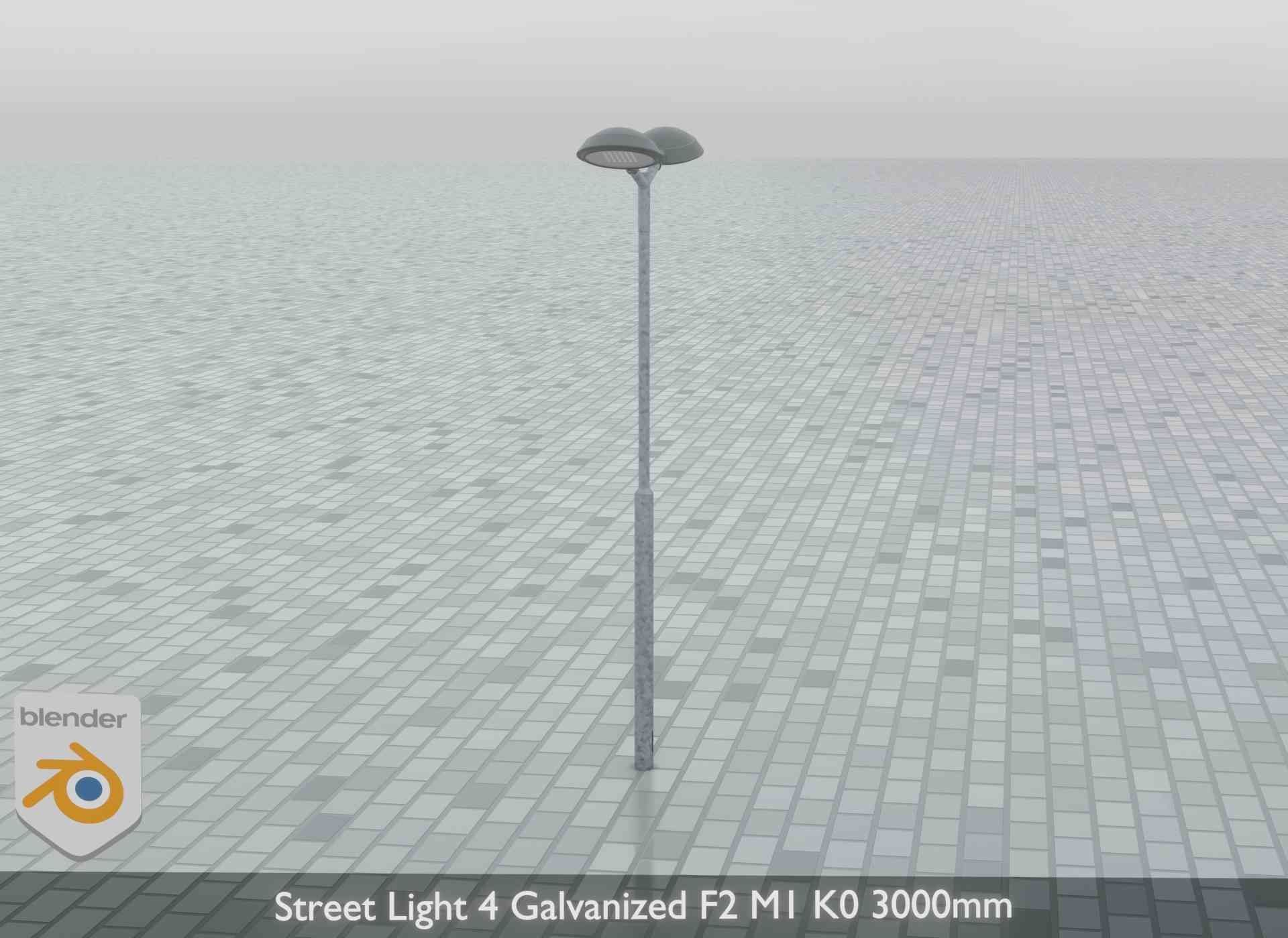 Street Light 4 Galvanized F2 M1 K0 3000mm Low-poly 3D model_11