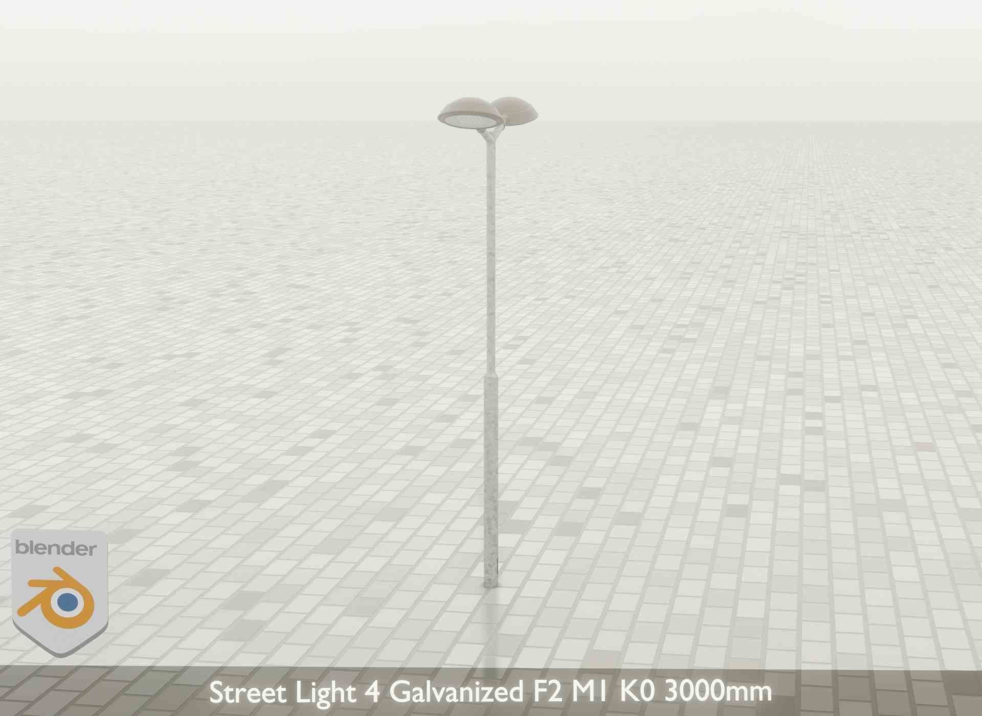 Street Light 4 Galvanized F2 M1 K0 3000mm Low-poly 3D model_51