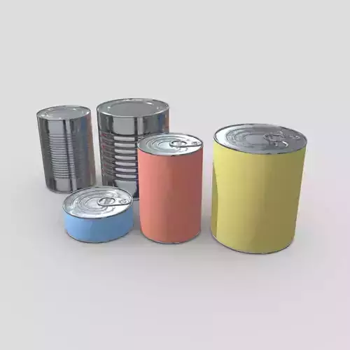 Tin Can Pack Low-poly 3D model