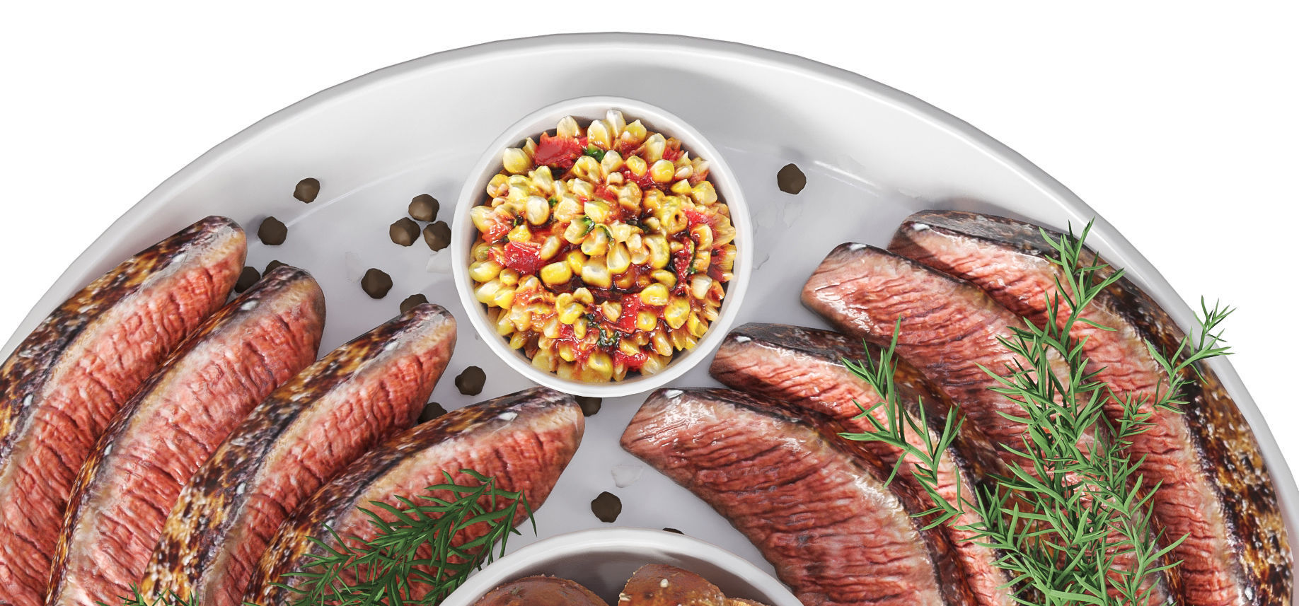Meat plate with steak and spices 3D model_4