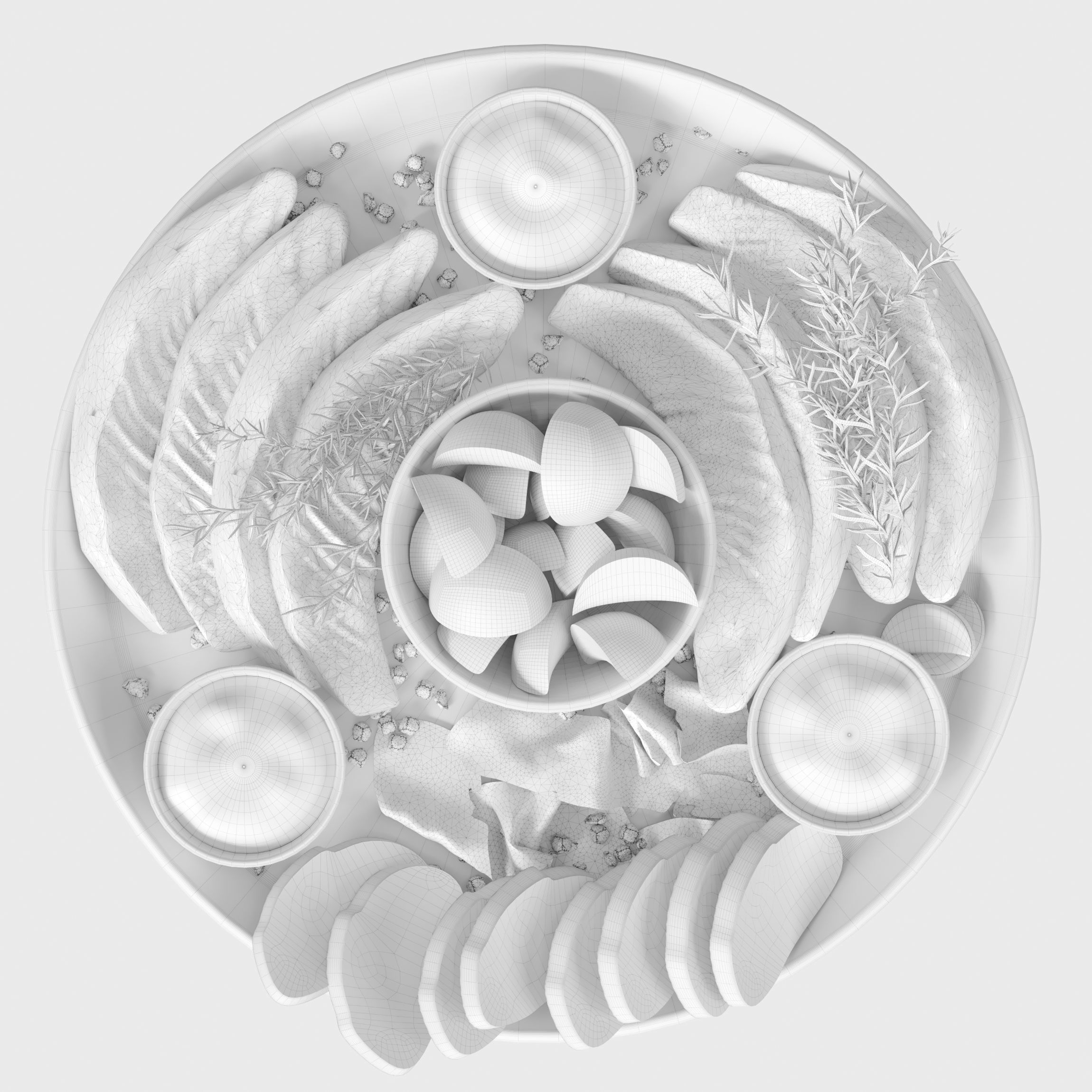 Meat plate with steak and spices 3D model_1