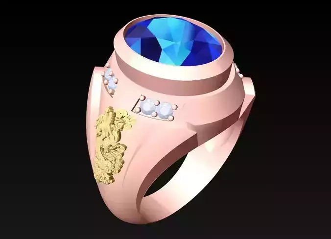 Dragon Ring - Oval stone Ring - N928 3D print model
