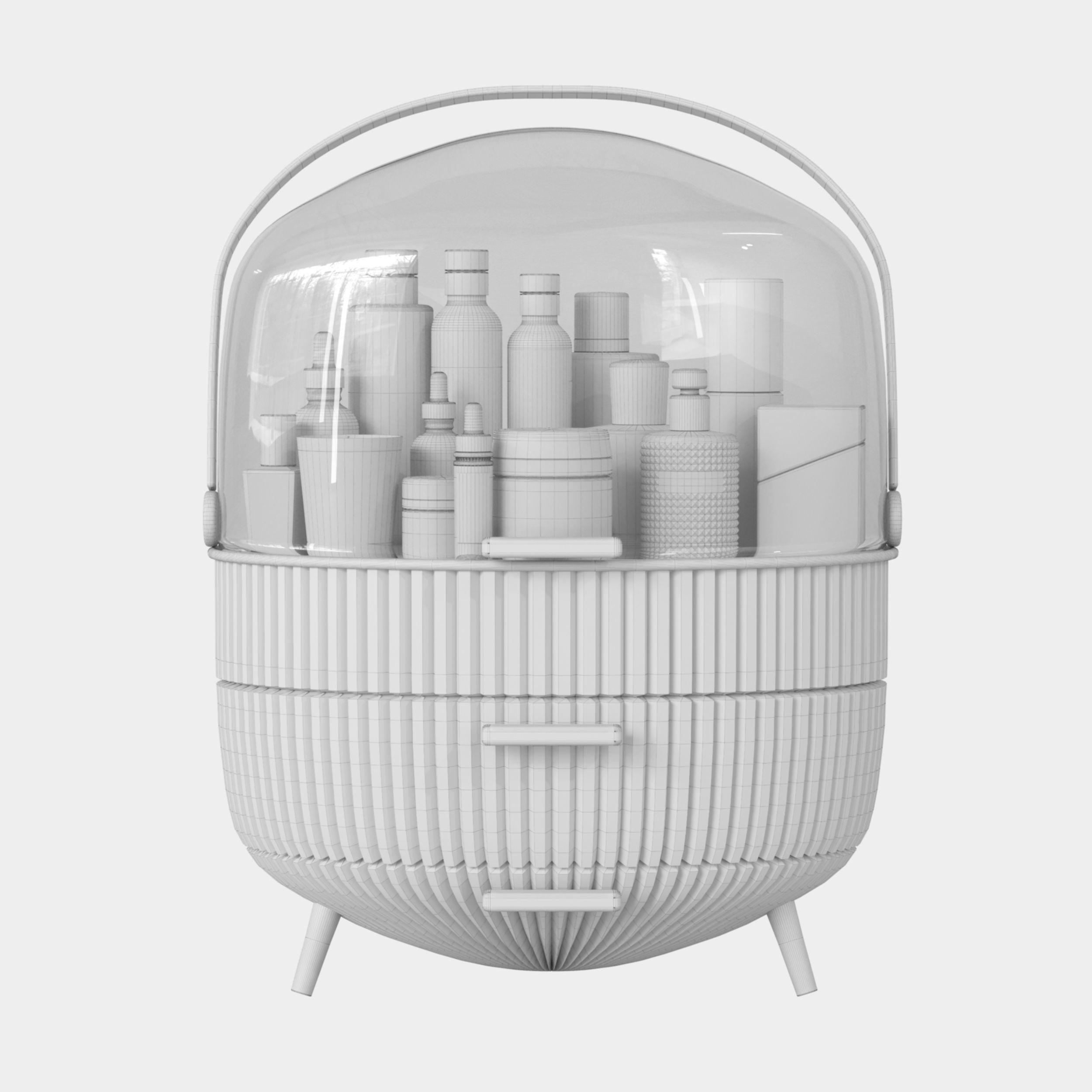 Decorative table with cosmetics 3D model_2