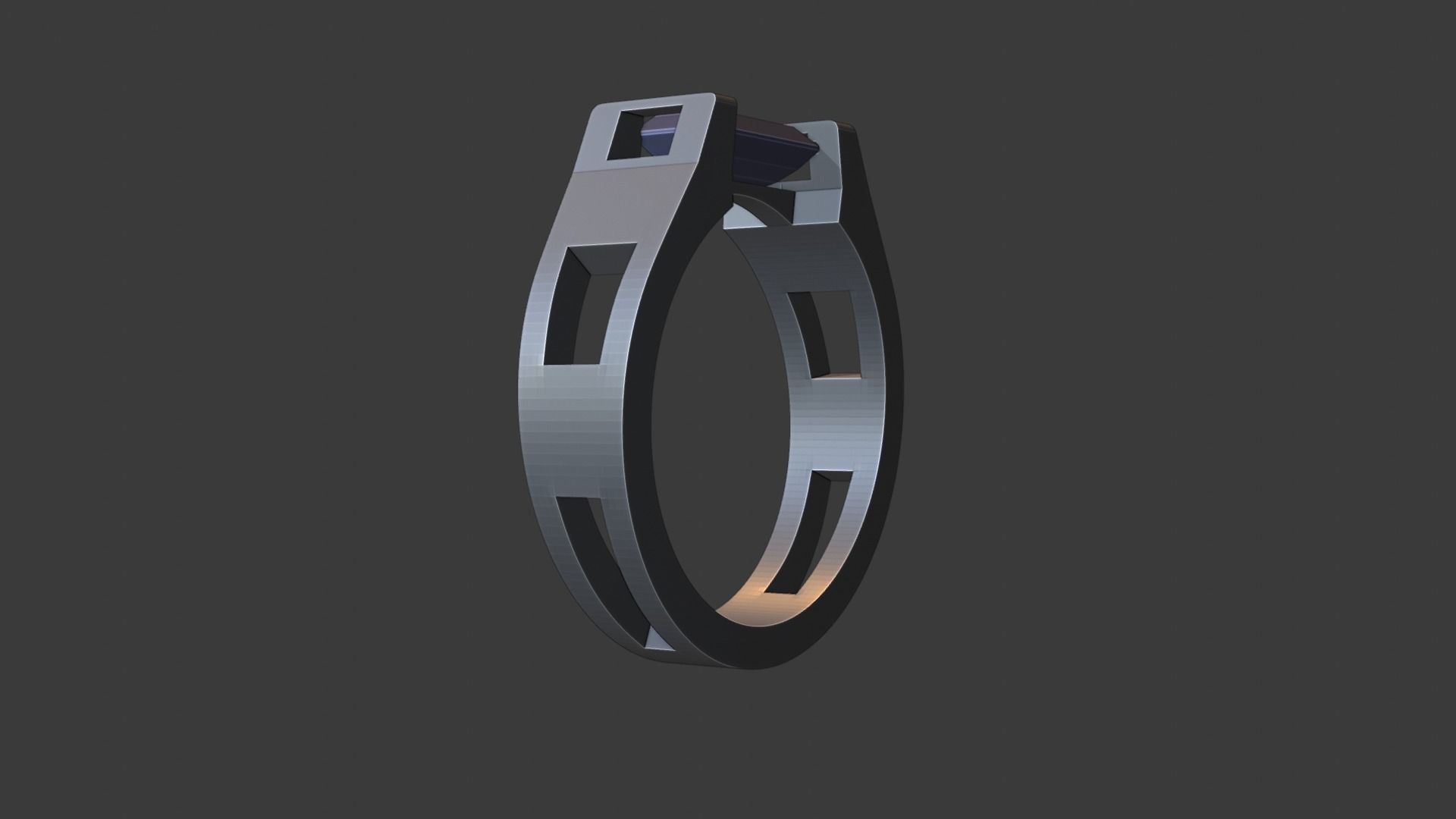 Ring with diamonds  3D print model_3