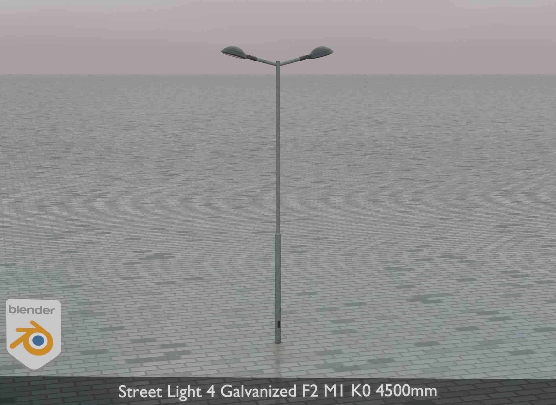 Street Light 4 Galvanized F2 M1 K0 4500mm Low-poly 3D model_79