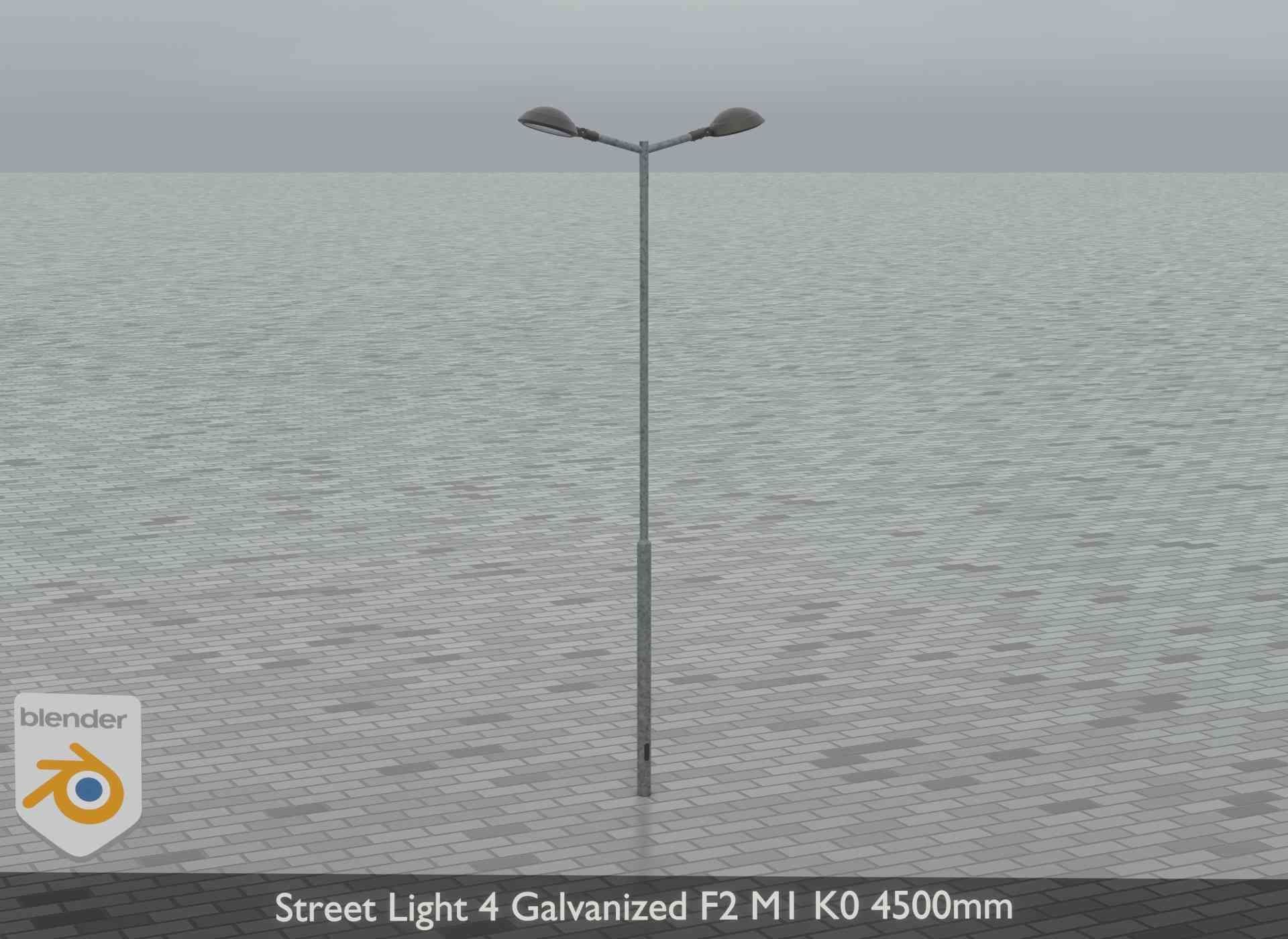 Street Light 4 Galvanized F2 M1 K0 4500mm Low-poly 3D model_18