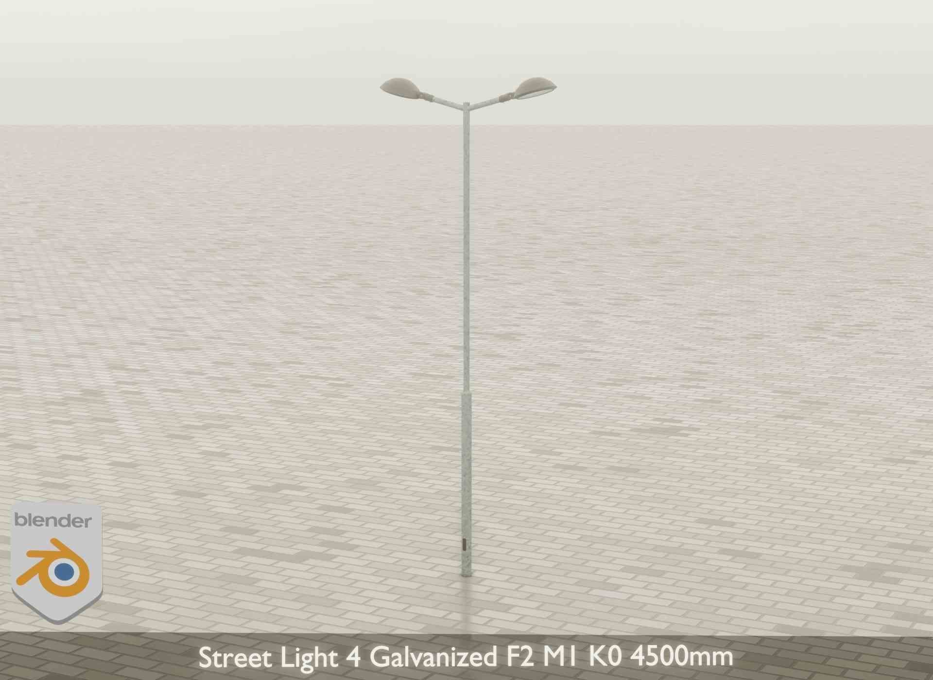Street Light 4 Galvanized F2 M1 K0 4500mm Low-poly 3D model_44