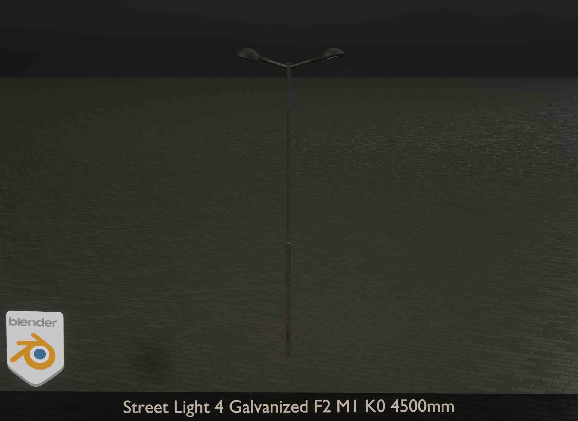Street Light 4 Galvanized F2 M1 K0 4500mm Low-poly 3D model_24