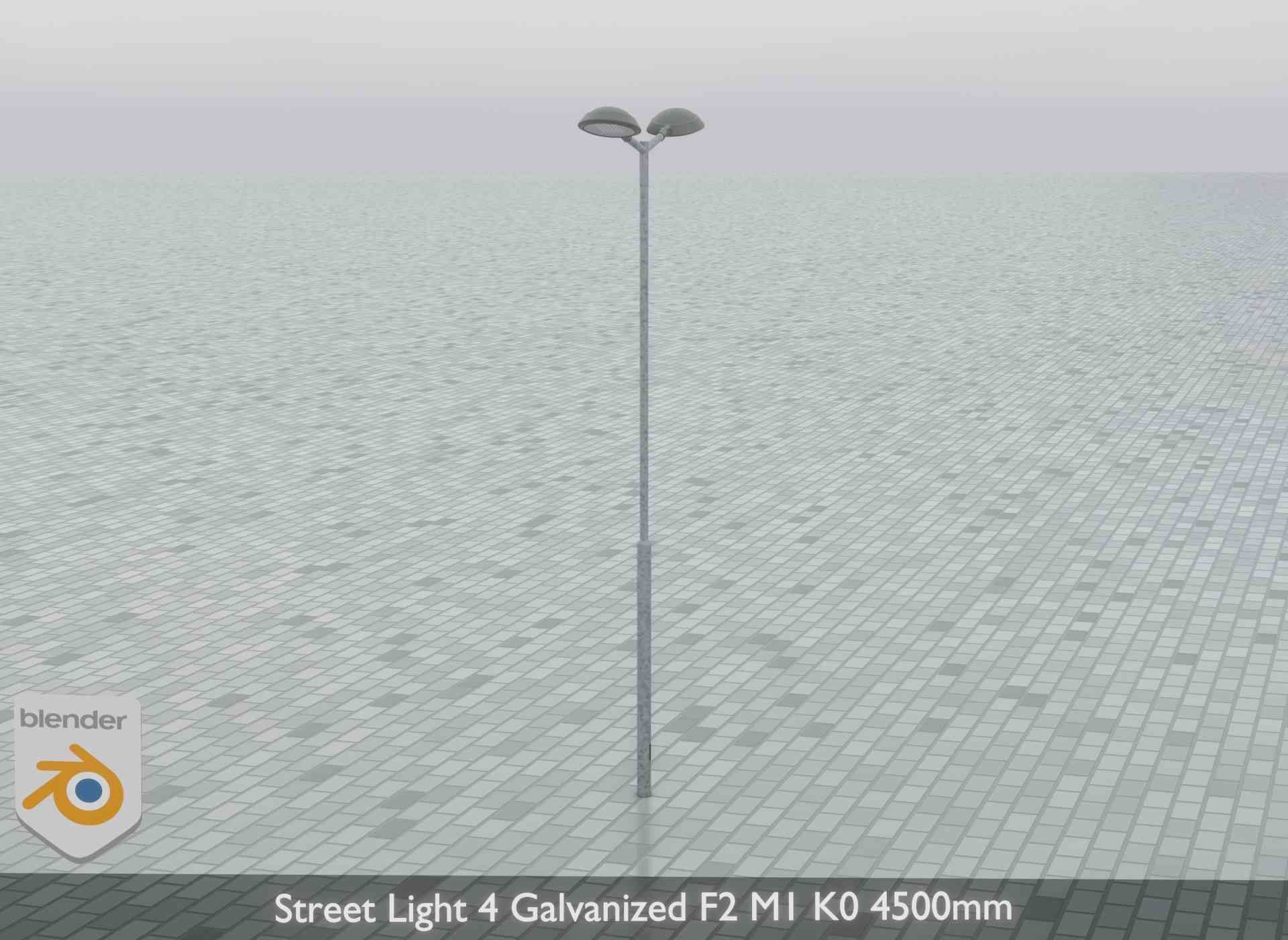 Street Light 4 Galvanized F2 M1 K0 4500mm Low-poly 3D model_13