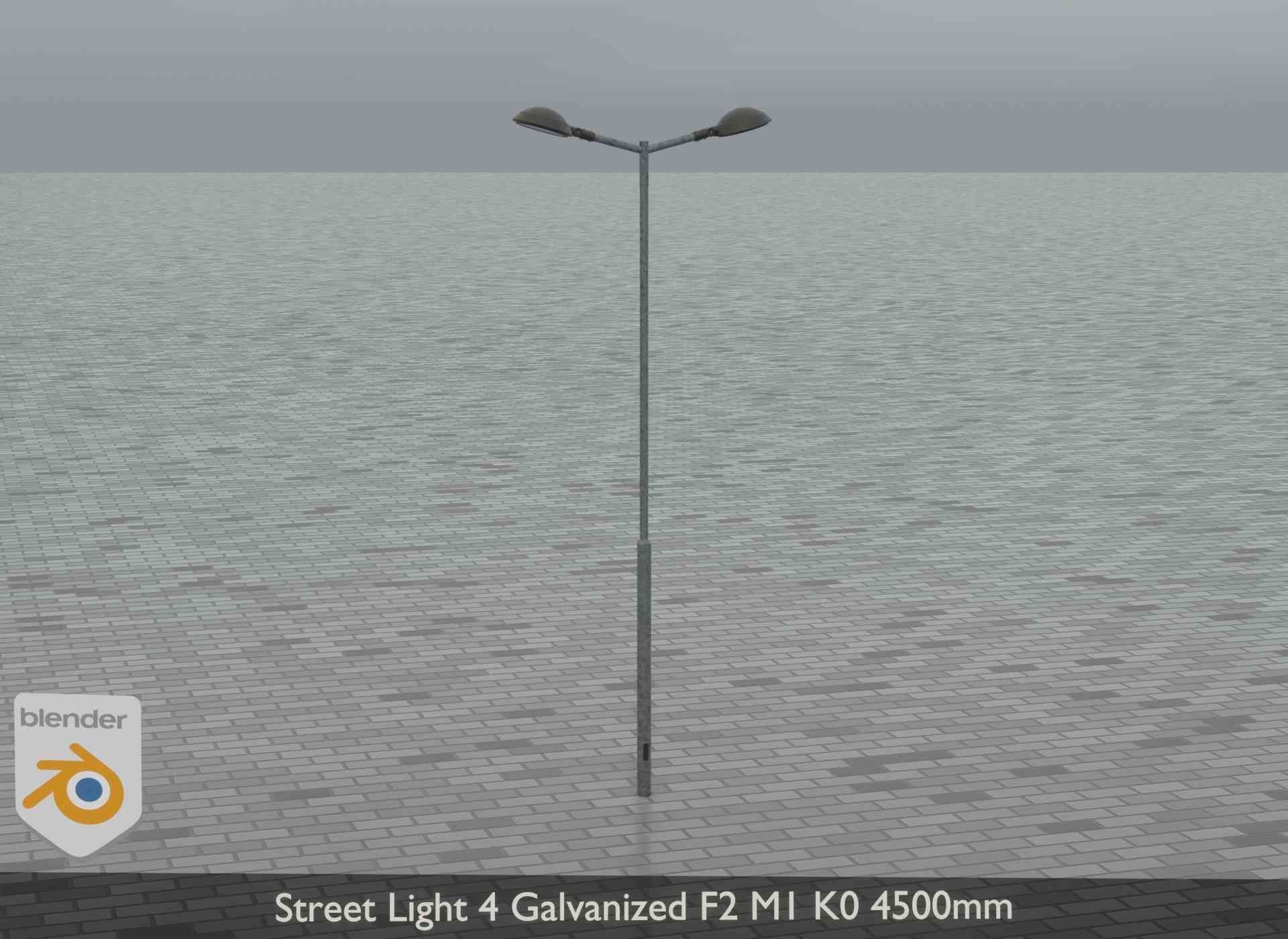 Street Light 4 Galvanized F2 M1 K0 4500mm Low-poly 3D model_19