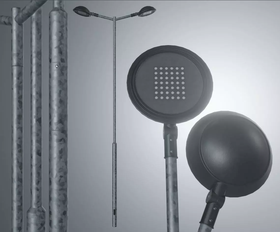 Street Light 4 Galvanized F2 M1 K0 4500mm Low-poly 3D model_0