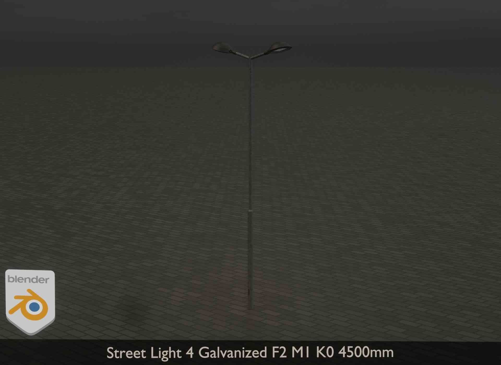 Street Light 4 Galvanized F2 M1 K0 4500mm Low-poly 3D model_26