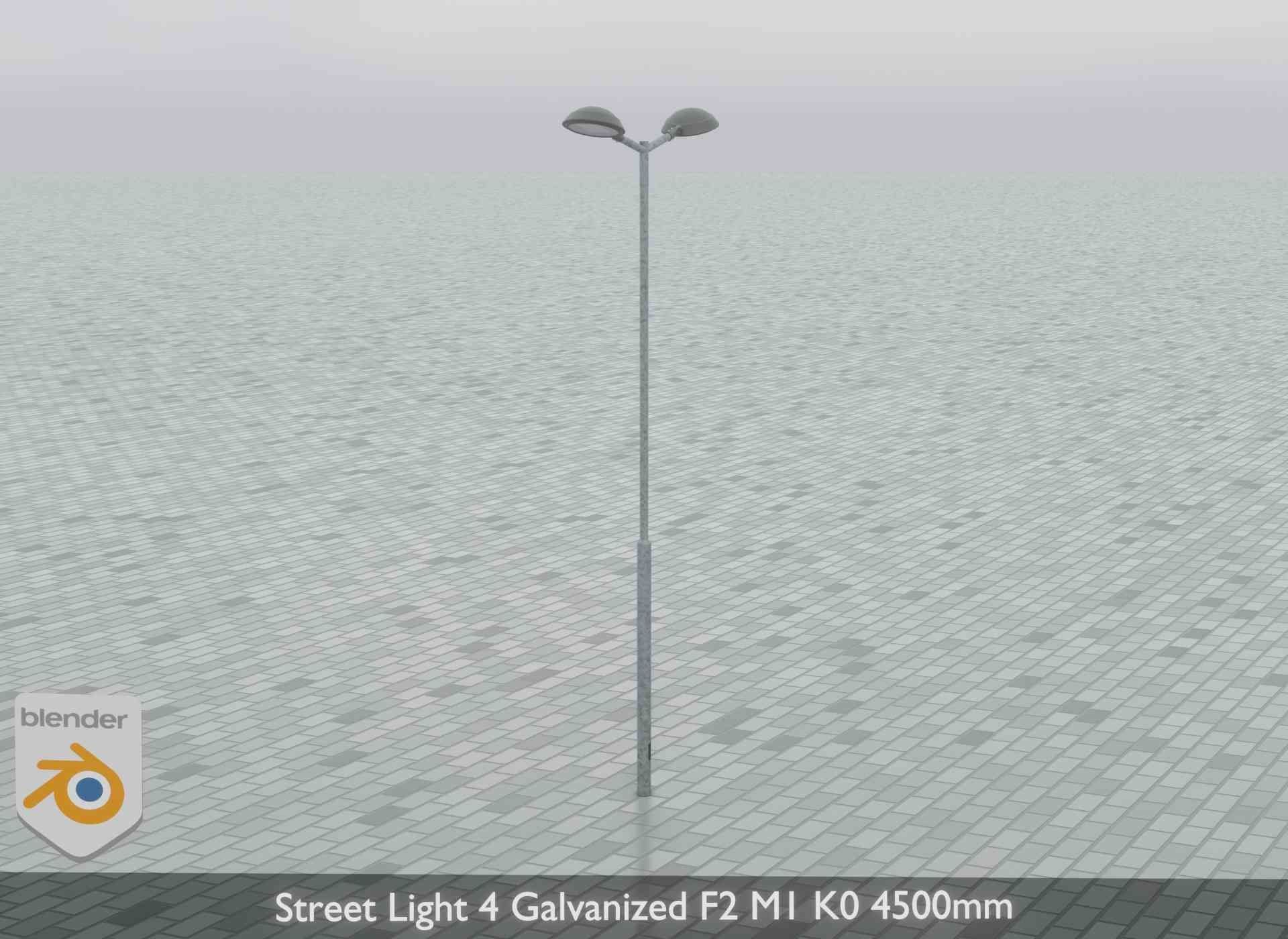 Street Light 4 Galvanized F2 M1 K0 4500mm Low-poly 3D model_14