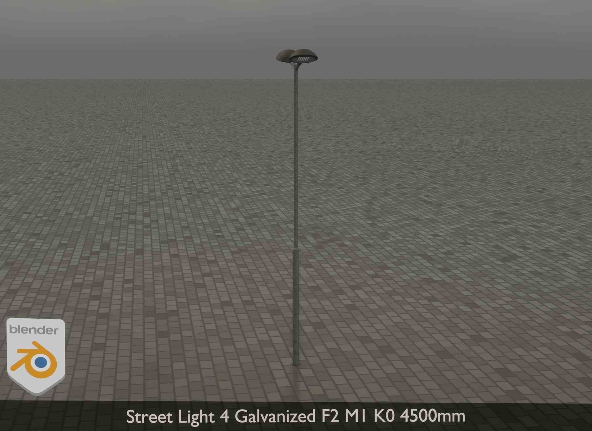 Street Light 4 Galvanized F2 M1 K0 4500mm Low-poly 3D model_30