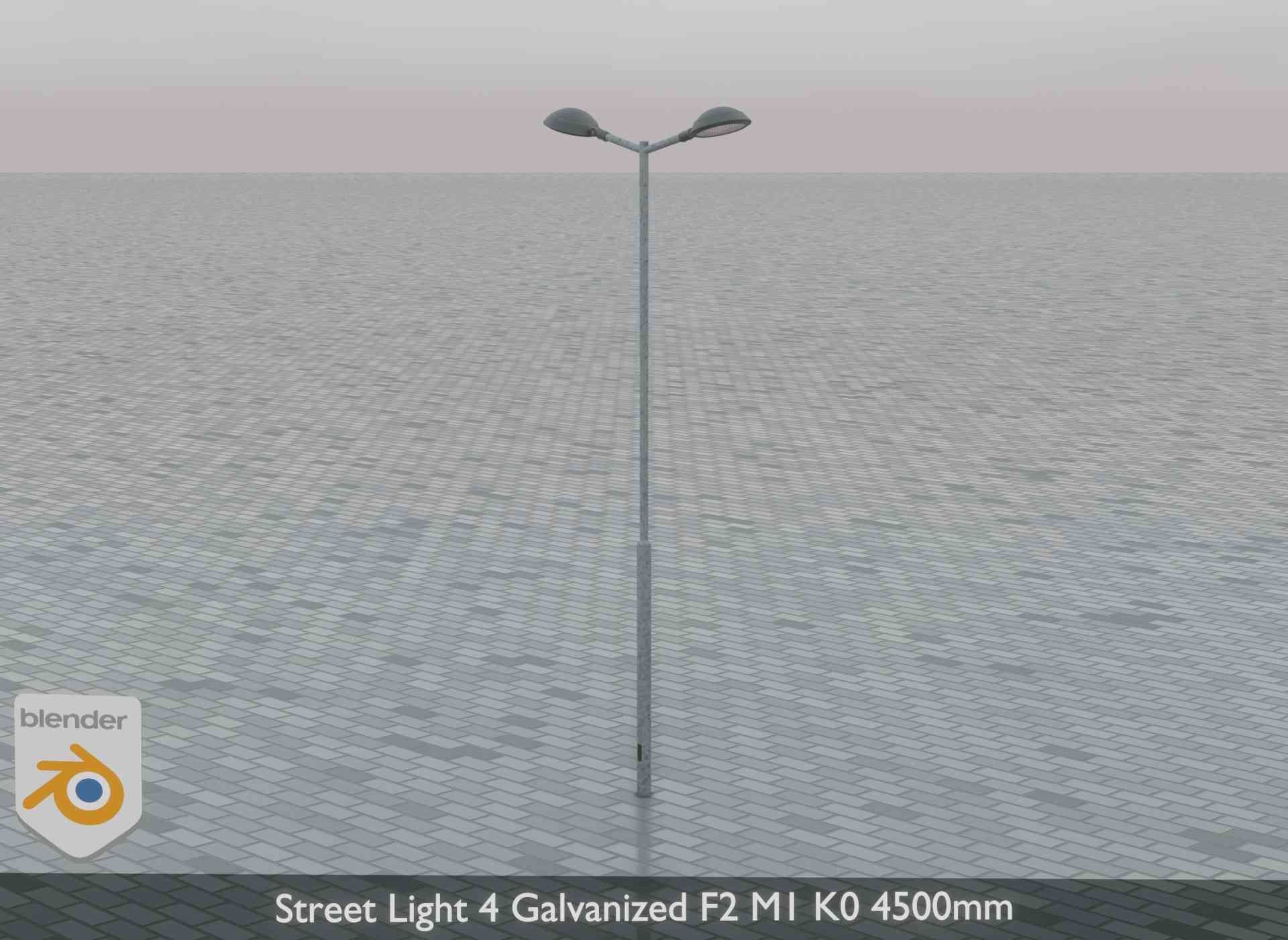 Street Light 4 Galvanized F2 M1 K0 4500mm Low-poly 3D model_6