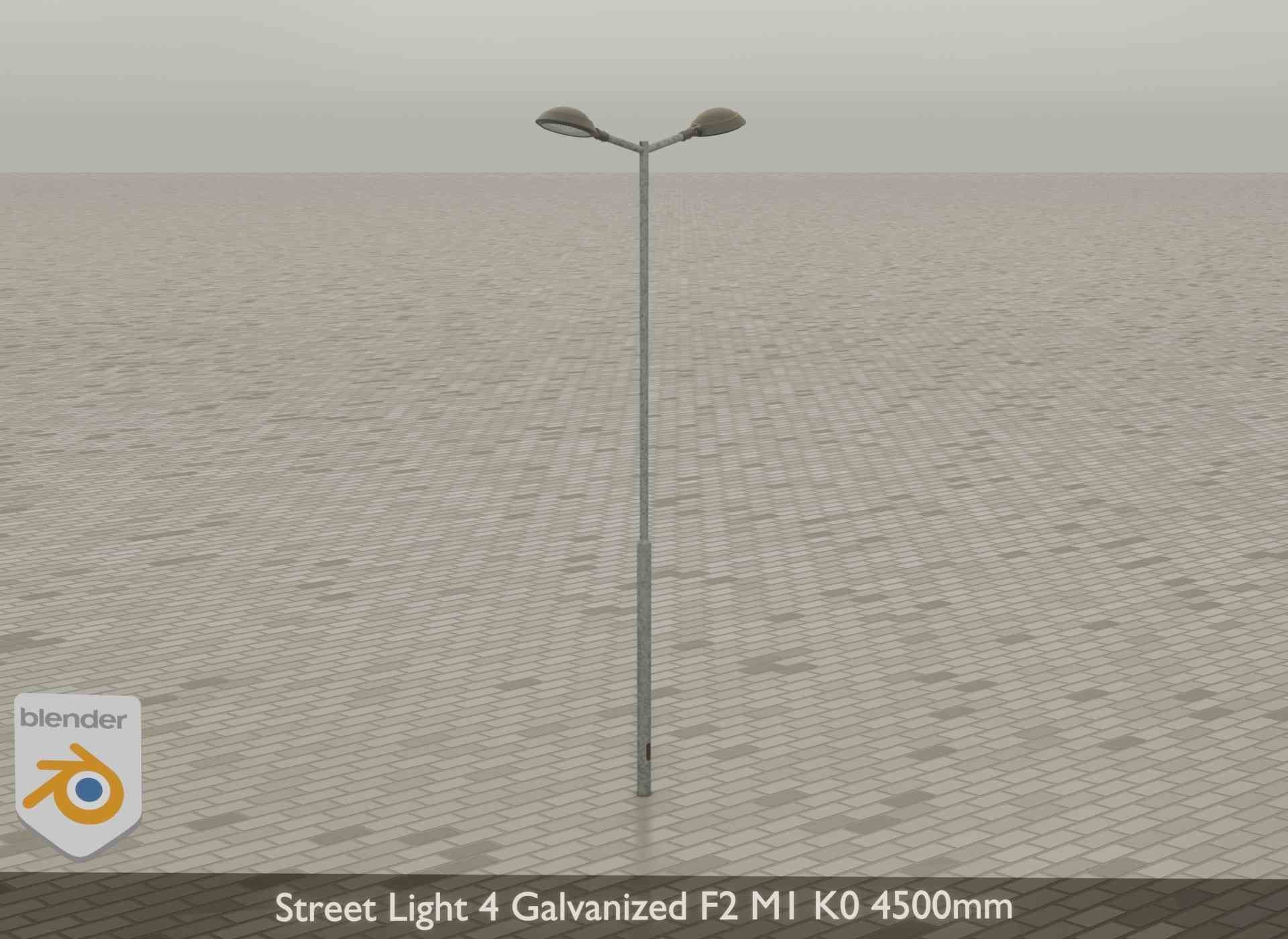 Street Light 4 Galvanized F2 M1 K0 4500mm Low-poly 3D model_36