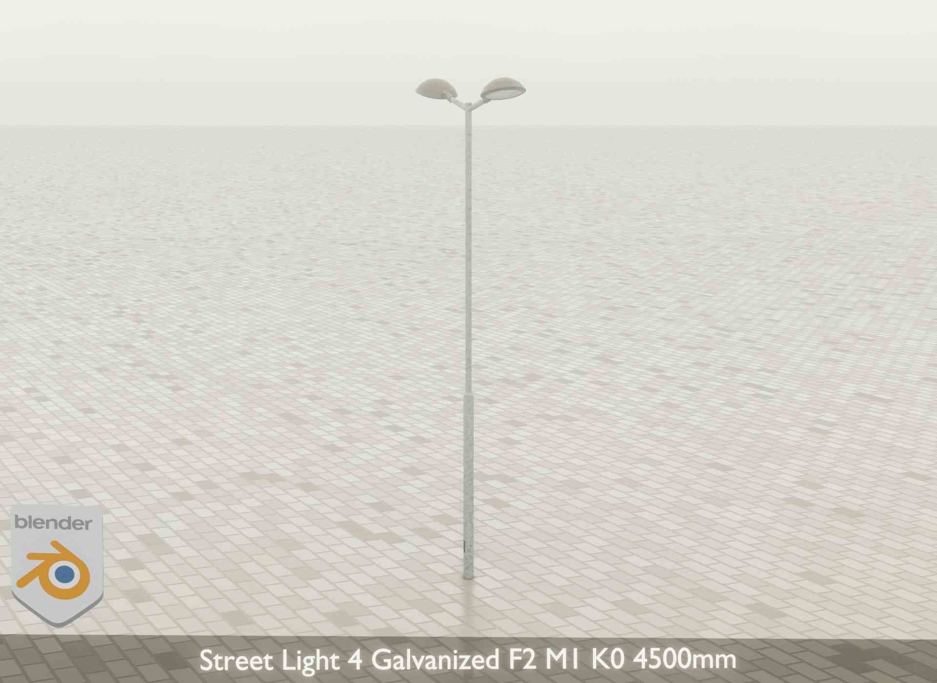 Street Light 4 Galvanized F2 M1 K0 4500mm Low-poly 3D model_48