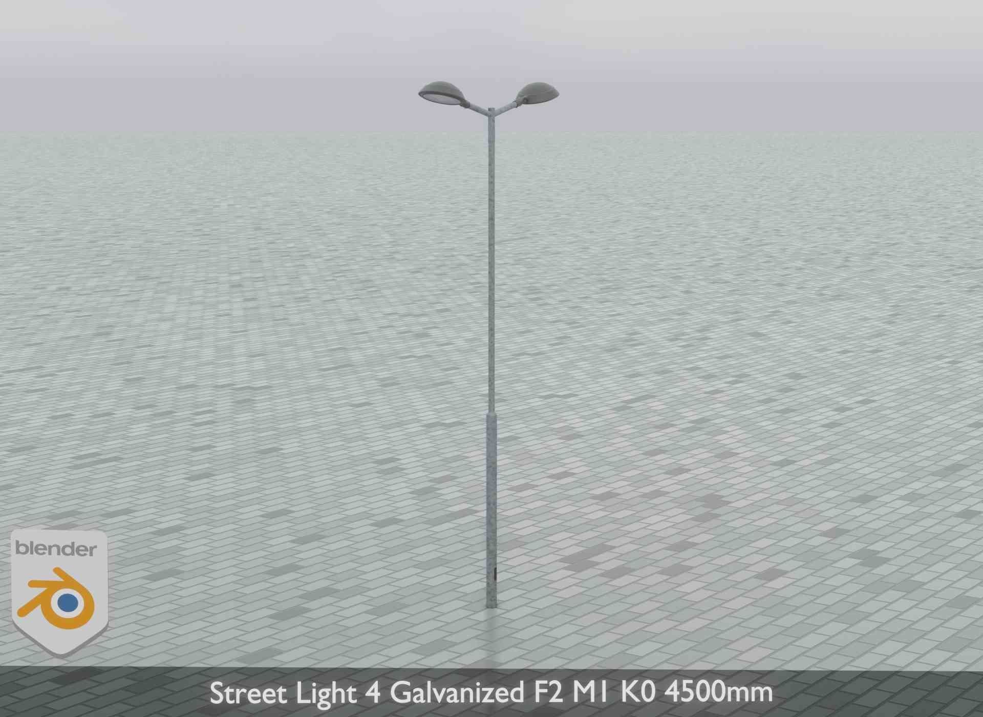 Street Light 4 Galvanized F2 M1 K0 4500mm Low-poly 3D model_15