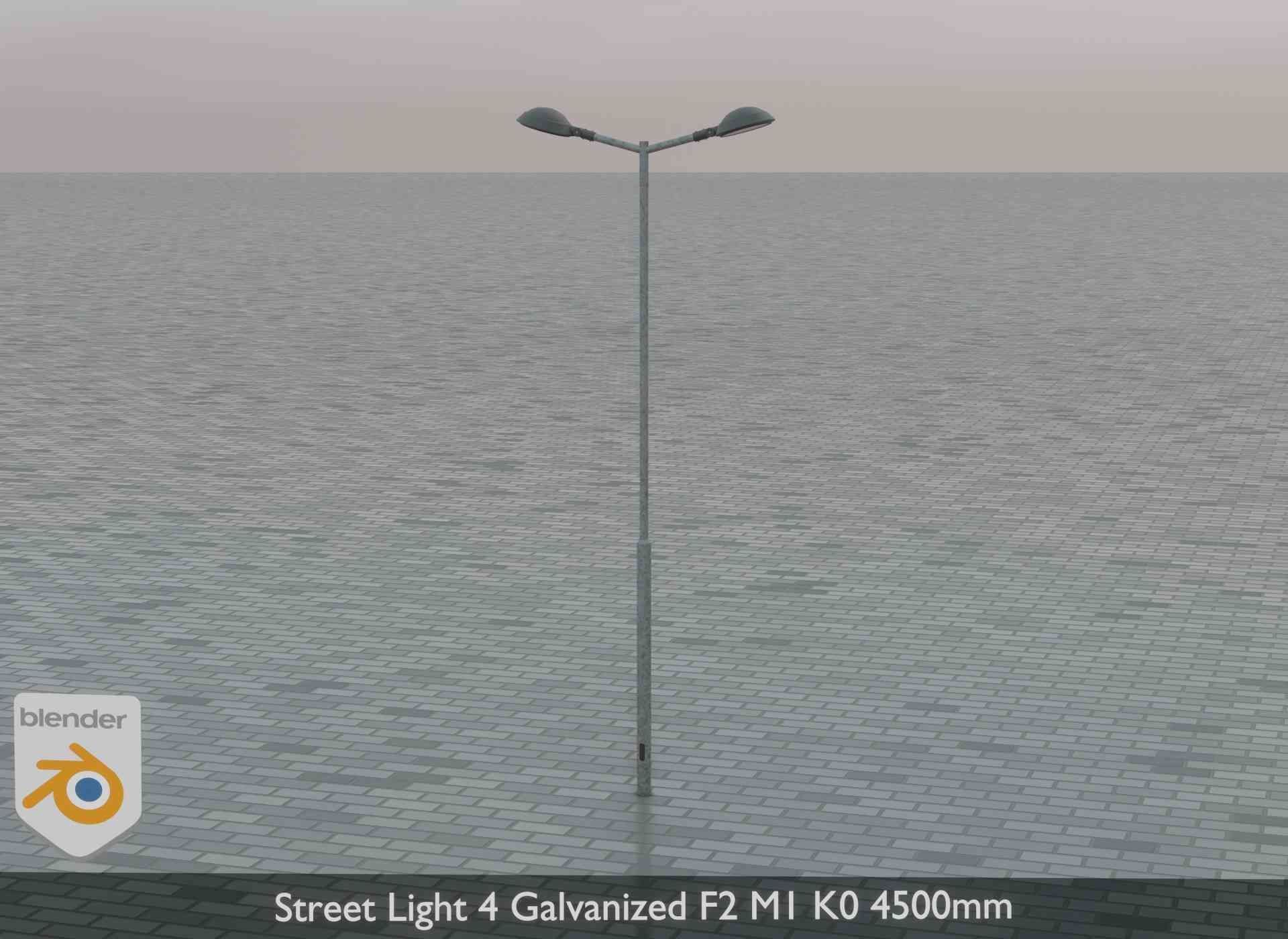 Street Light 4 Galvanized F2 M1 K0 4500mm Low-poly 3D model_3