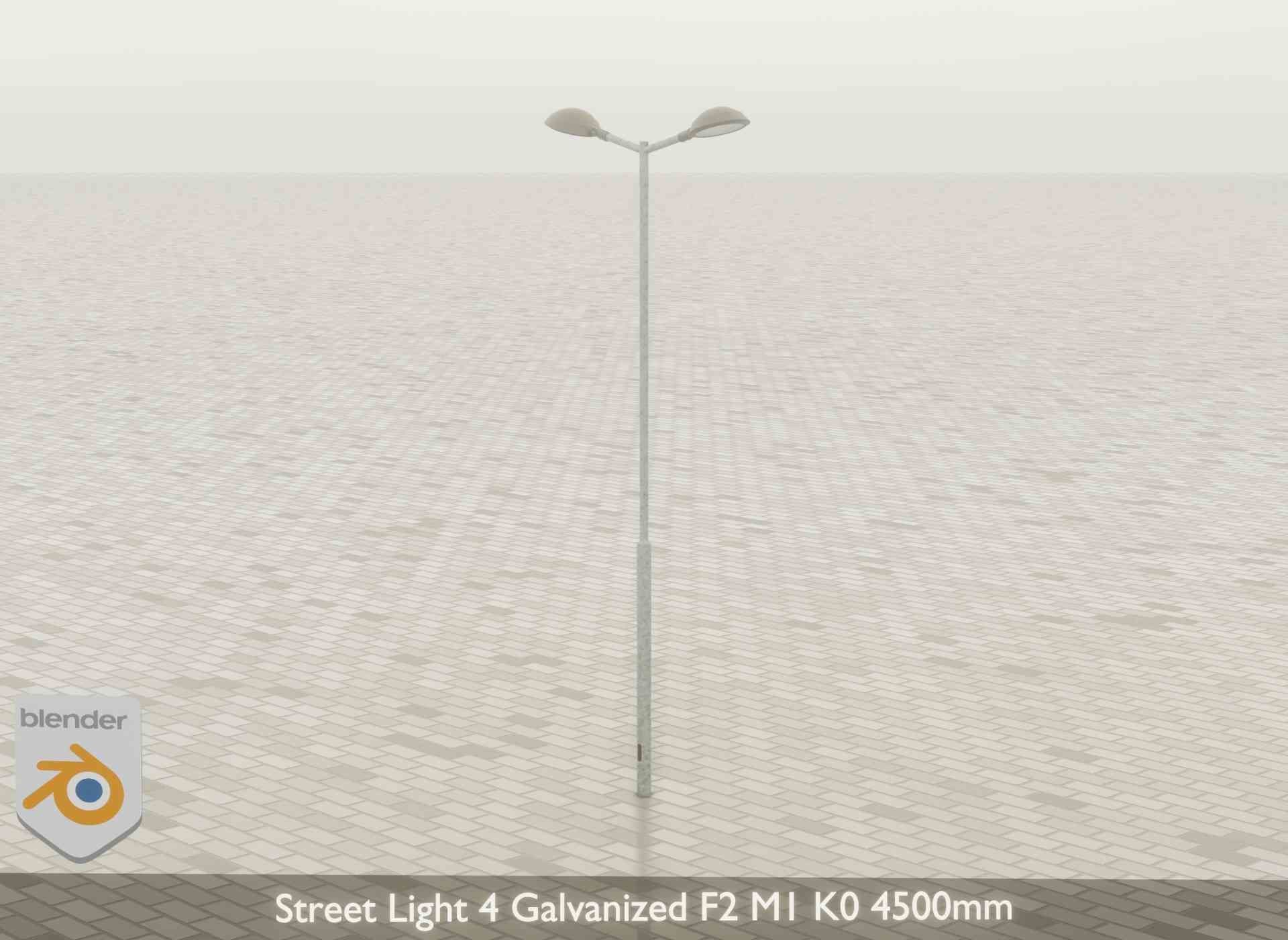 Street Light 4 Galvanized F2 M1 K0 4500mm Low-poly 3D model_46