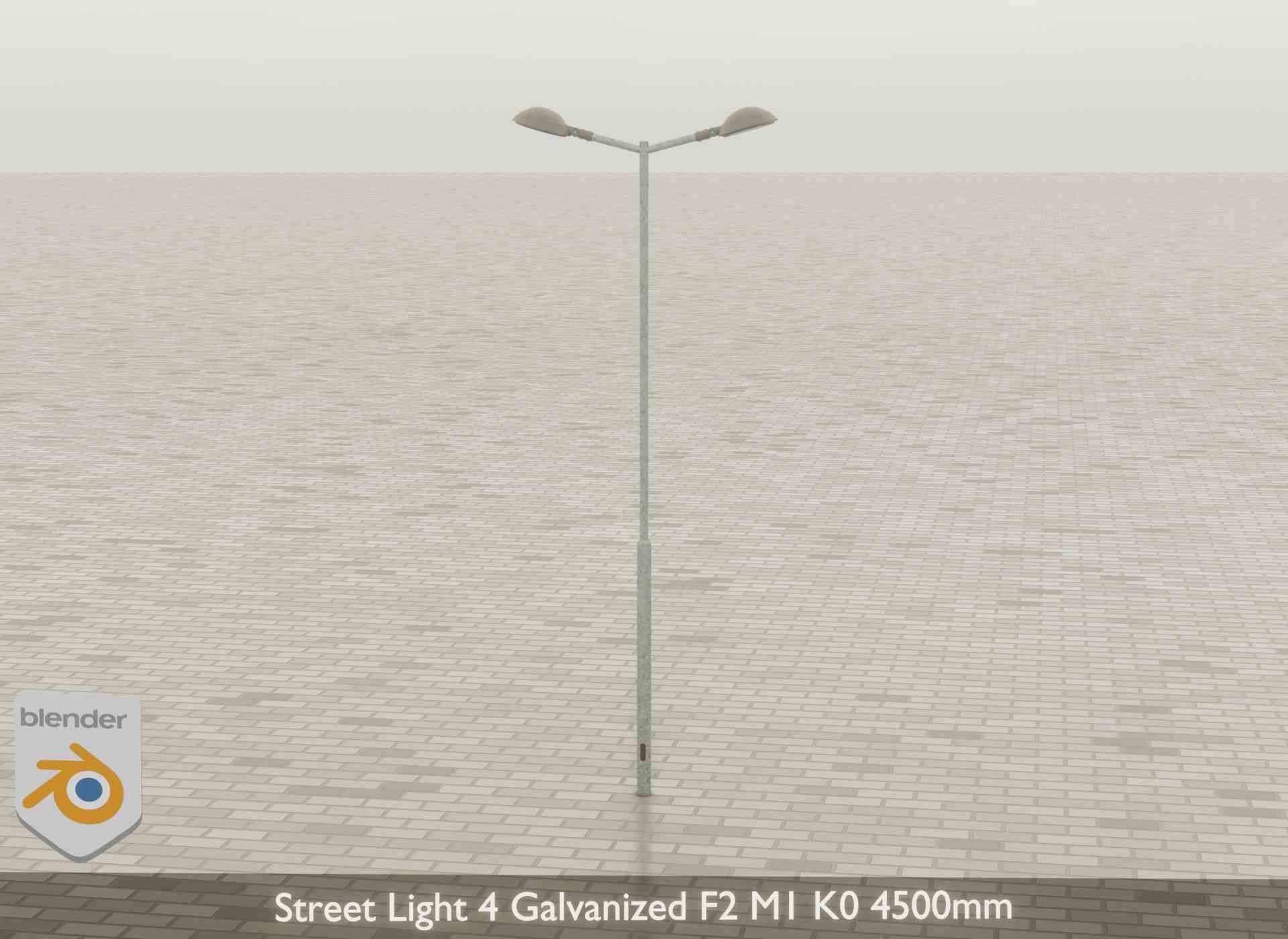 Street Light 4 Galvanized F2 M1 K0 4500mm Low-poly 3D model_42