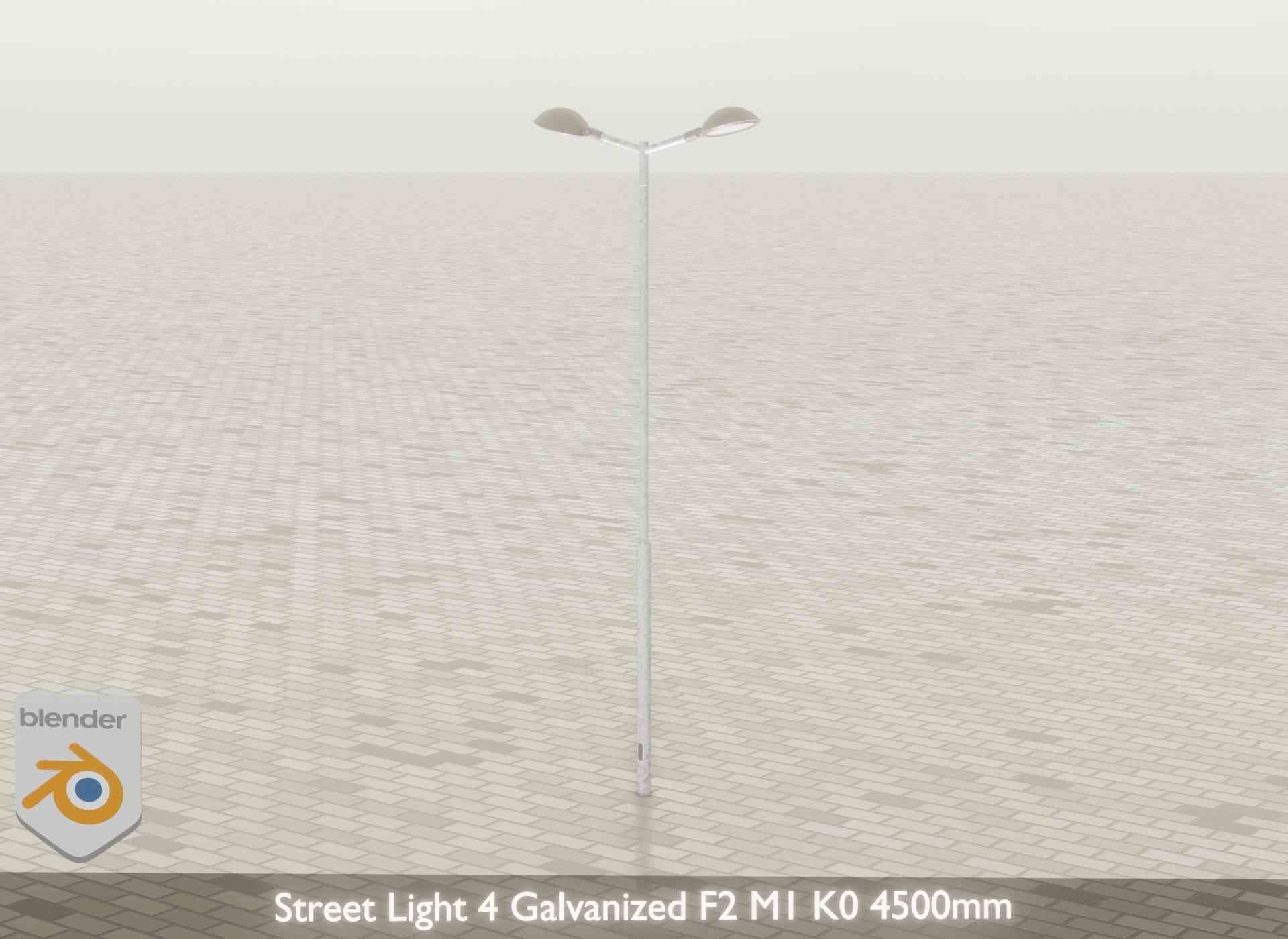 Street Light 4 Galvanized F2 M1 K0 4500mm Low-poly 3D model_45
