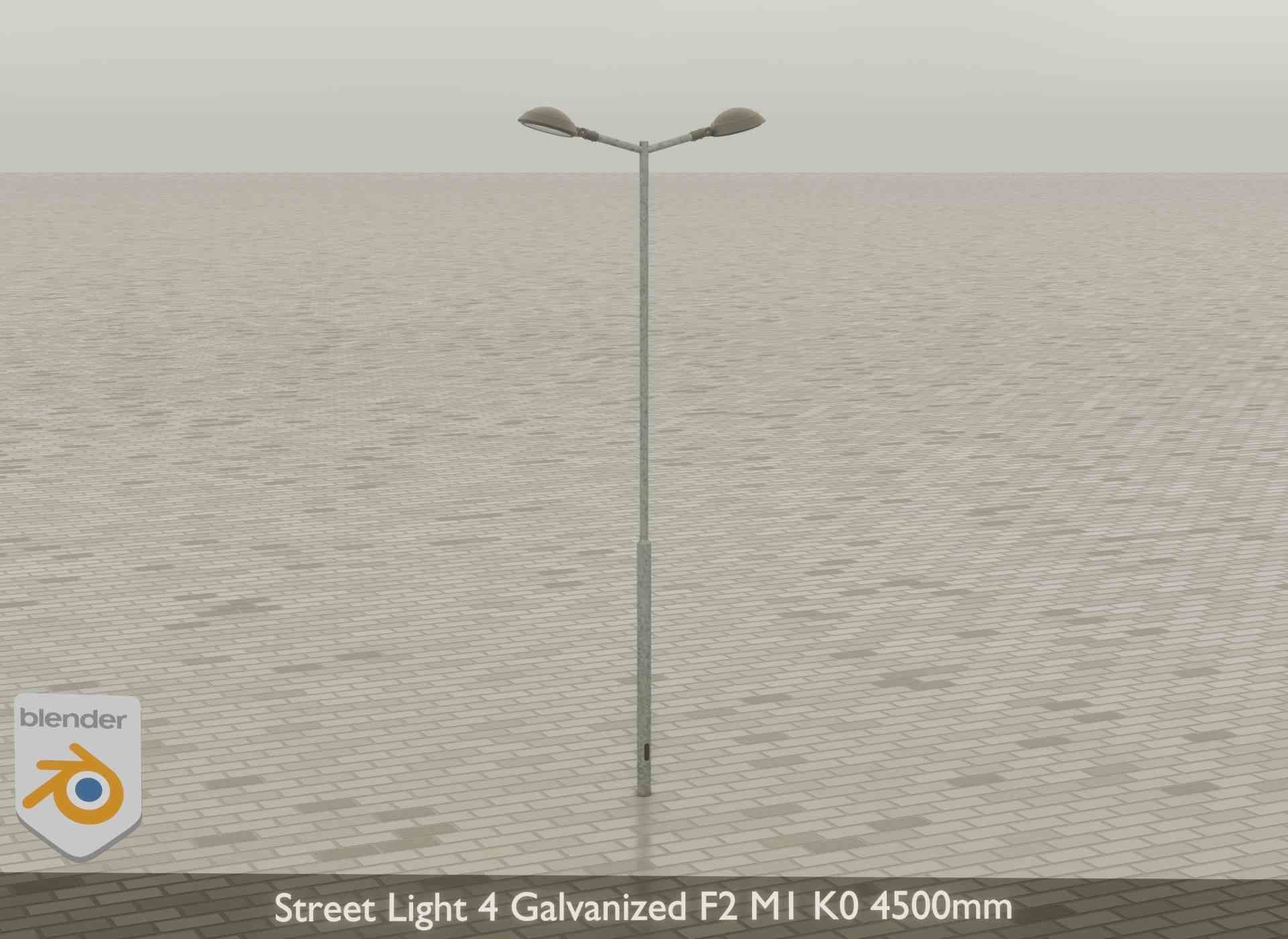 Street Light 4 Galvanized F2 M1 K0 4500mm Low-poly 3D model_38