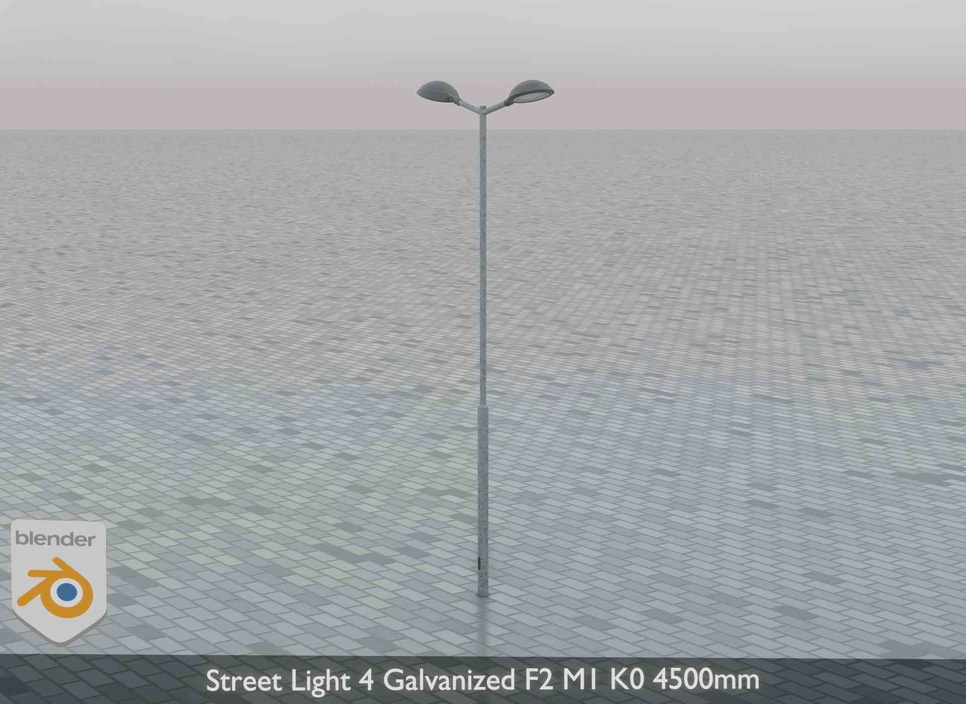 Street Light 4 Galvanized F2 M1 K0 4500mm Low-poly 3D model_7
