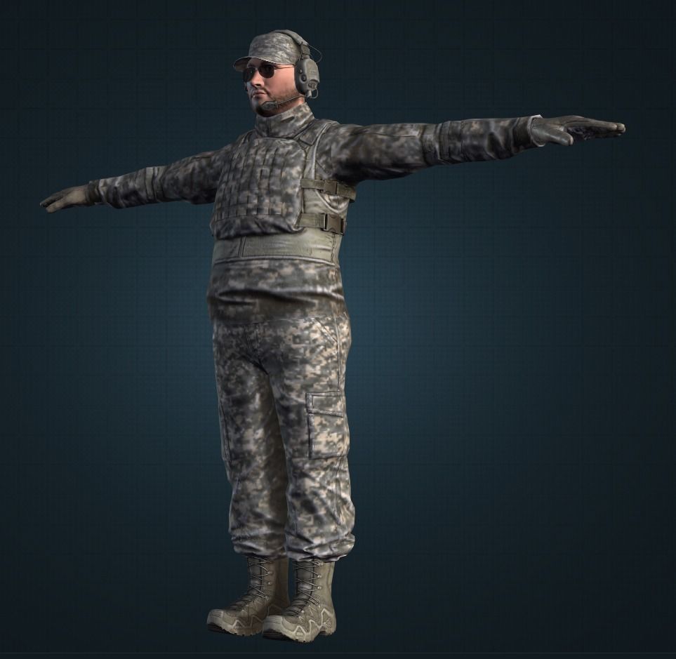 Army Soldier 3D Gaming Character with Pro Rifle Pack Animation Low-poly 3D model_5