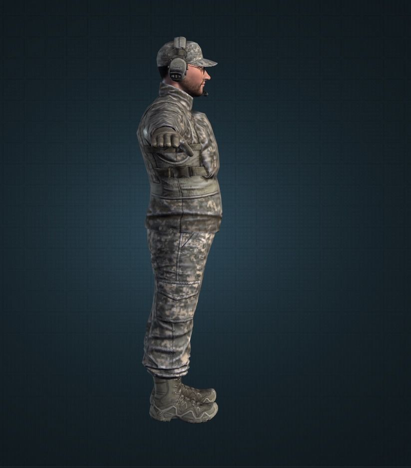 Army Soldier 3D Gaming Character with Pro Rifle Pack Animation Low-poly 3D model_2