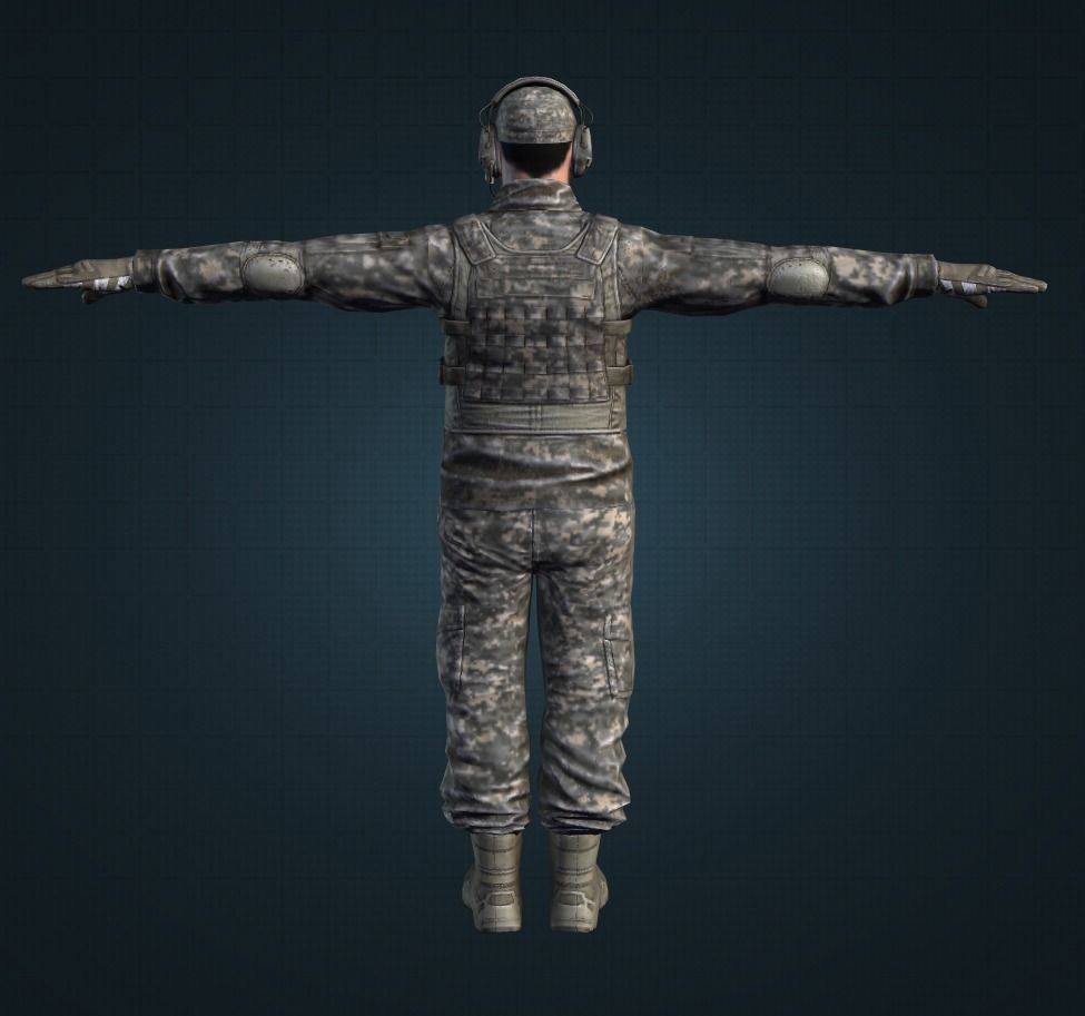 Army Soldier 3D Gaming Character with Pro Rifle Pack Animation Low-poly 3D model_3