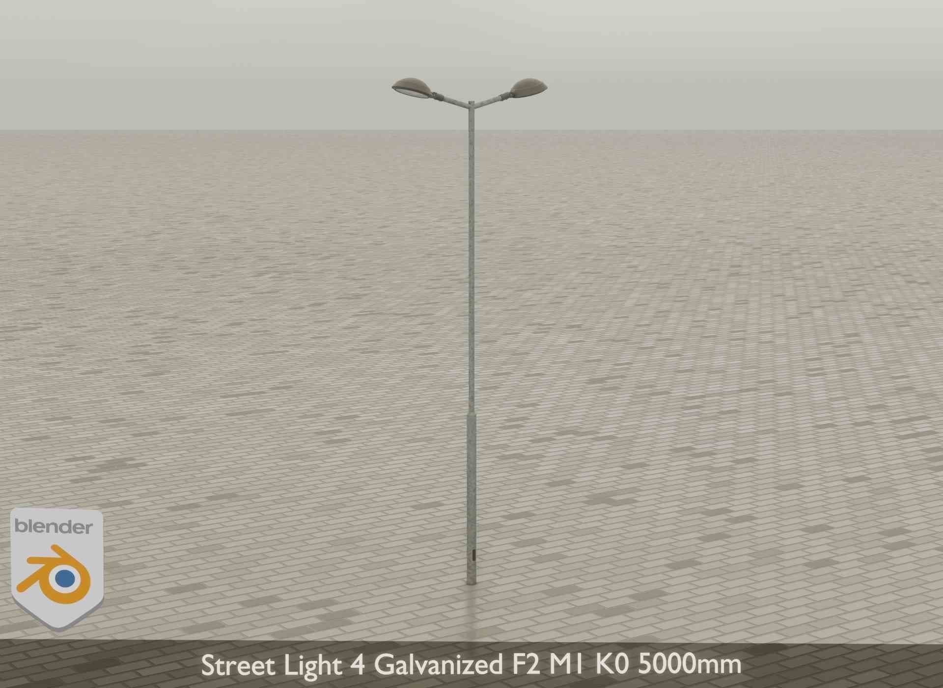 Street Light 4 Galvanized F2 M1 K0 5000mm Low-poly 3D model_36