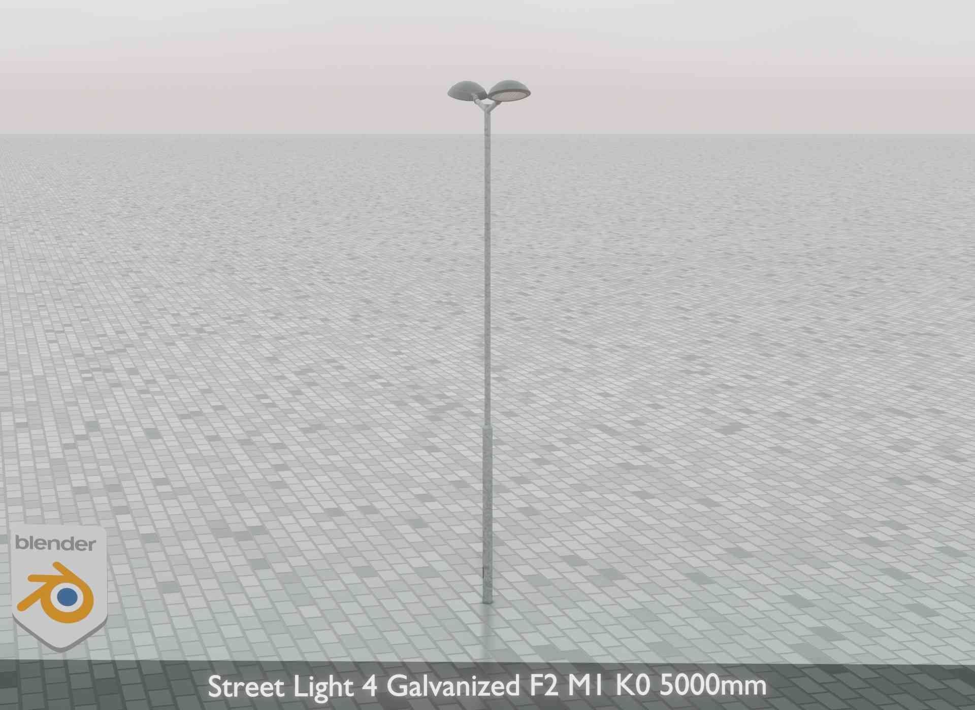 Street Light 4 Galvanized F2 M1 K0 5000mm Low-poly 3D model_68