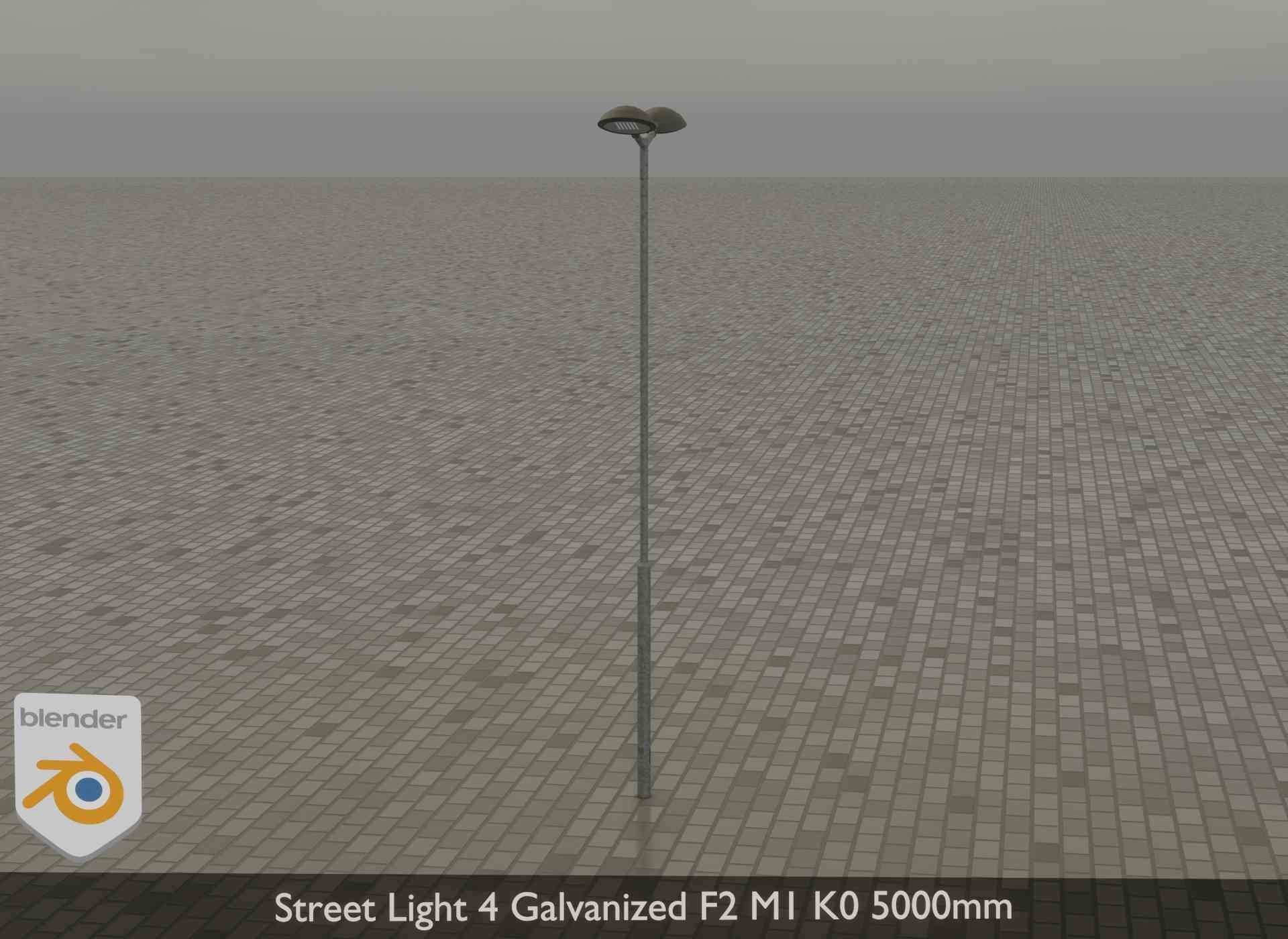 Street Light 4 Galvanized F2 M1 K0 5000mm Low-poly 3D model_31