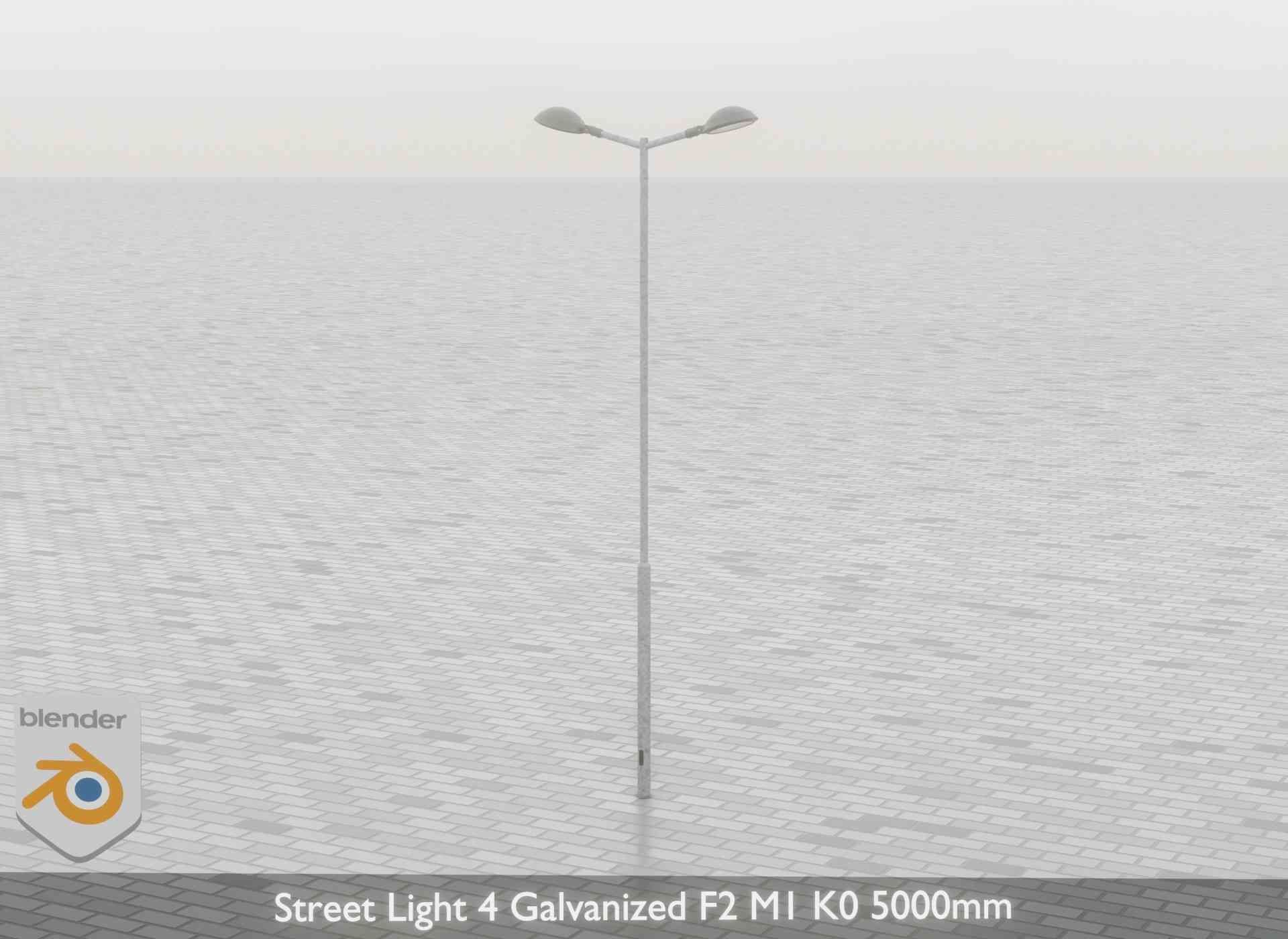 Street Light 4 Galvanized F2 M1 K0 5000mm Low-poly 3D model_63