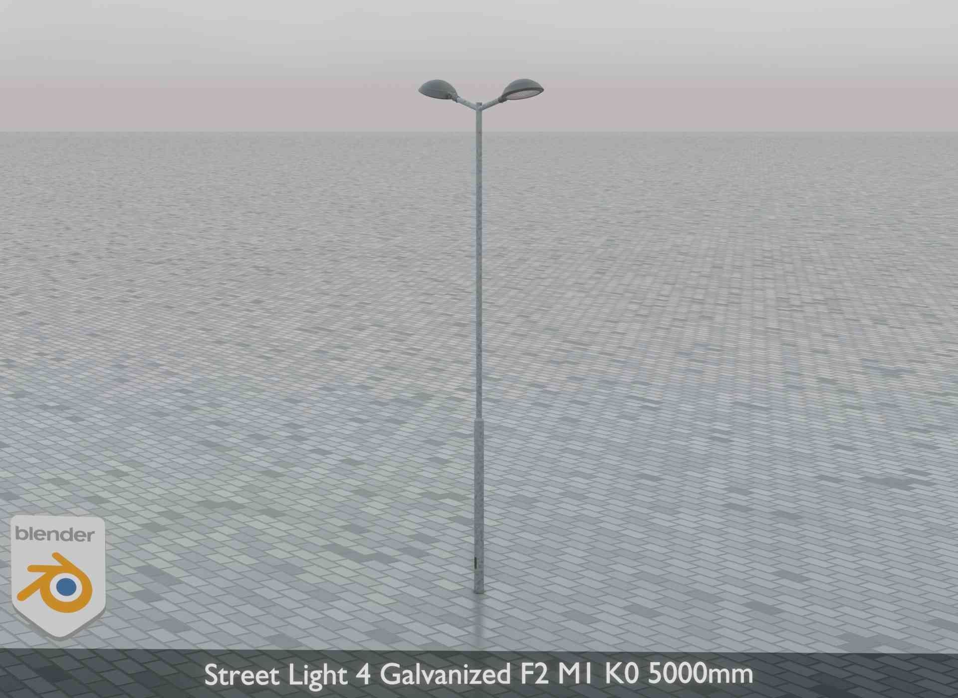 Street Light 4 Galvanized F2 M1 K0 5000mm Low-poly 3D model_6