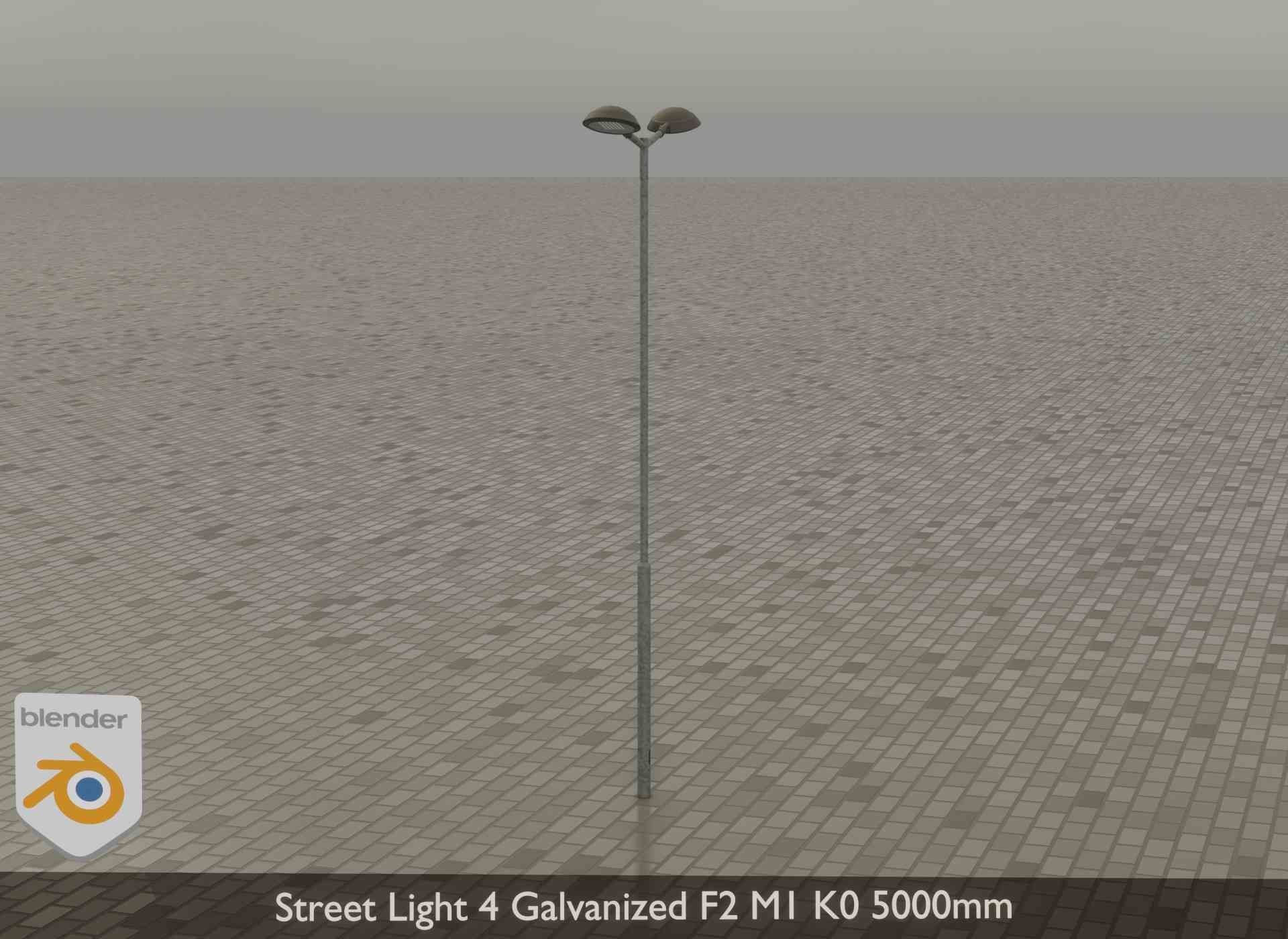 Street Light 4 Galvanized F2 M1 K0 5000mm Low-poly 3D model_32
