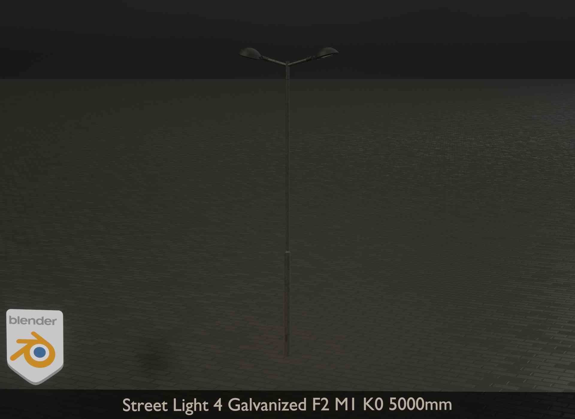 Street Light 4 Galvanized F2 M1 K0 5000mm Low-poly 3D model_23