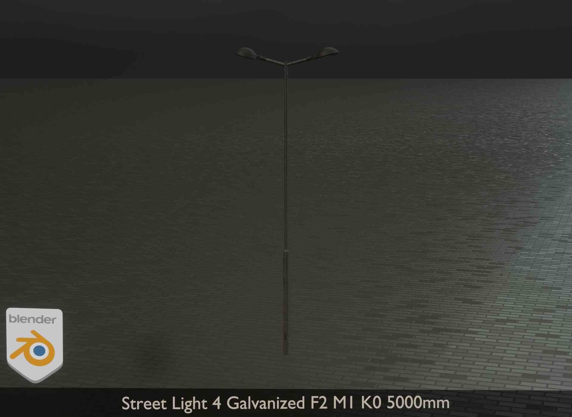 Street Light 4 Galvanized F2 M1 K0 5000mm Low-poly 3D model_22