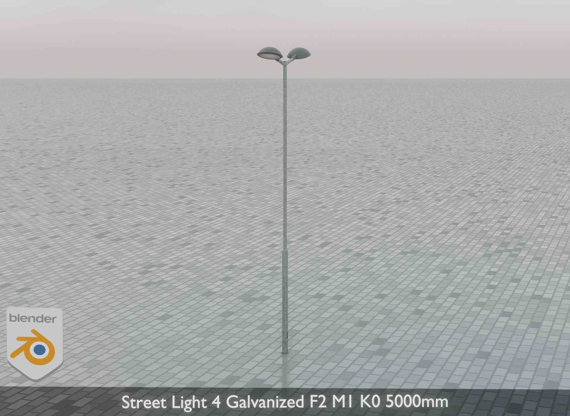 Street Light 4 Galvanized F2 M1 K0 5000mm Low-poly 3D model_72