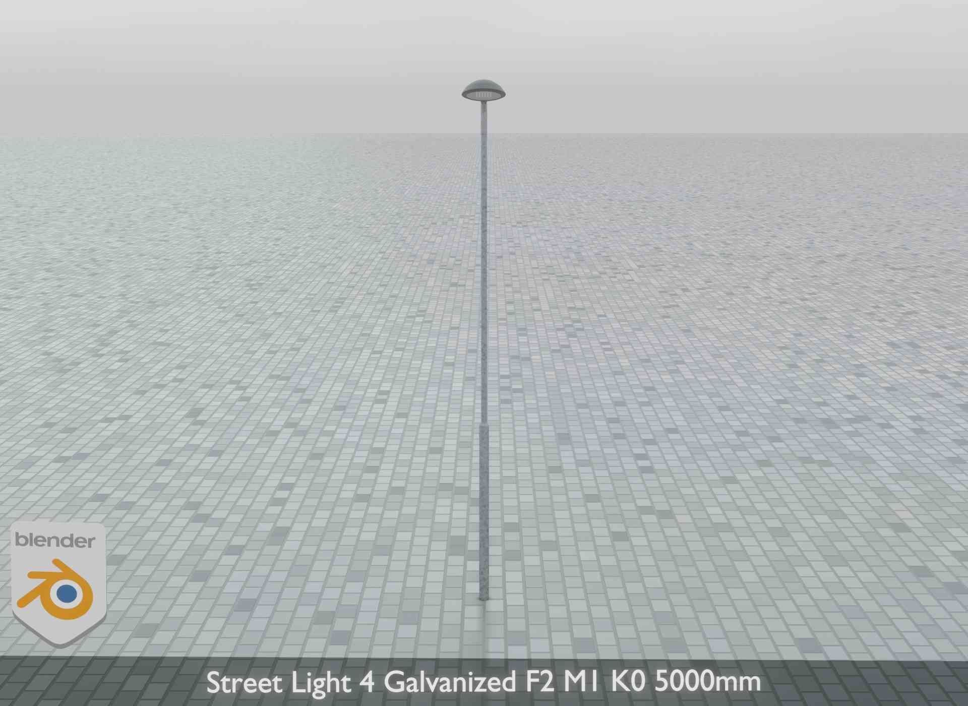 Street Light 4 Galvanized F2 M1 K0 5000mm Low-poly 3D model_10