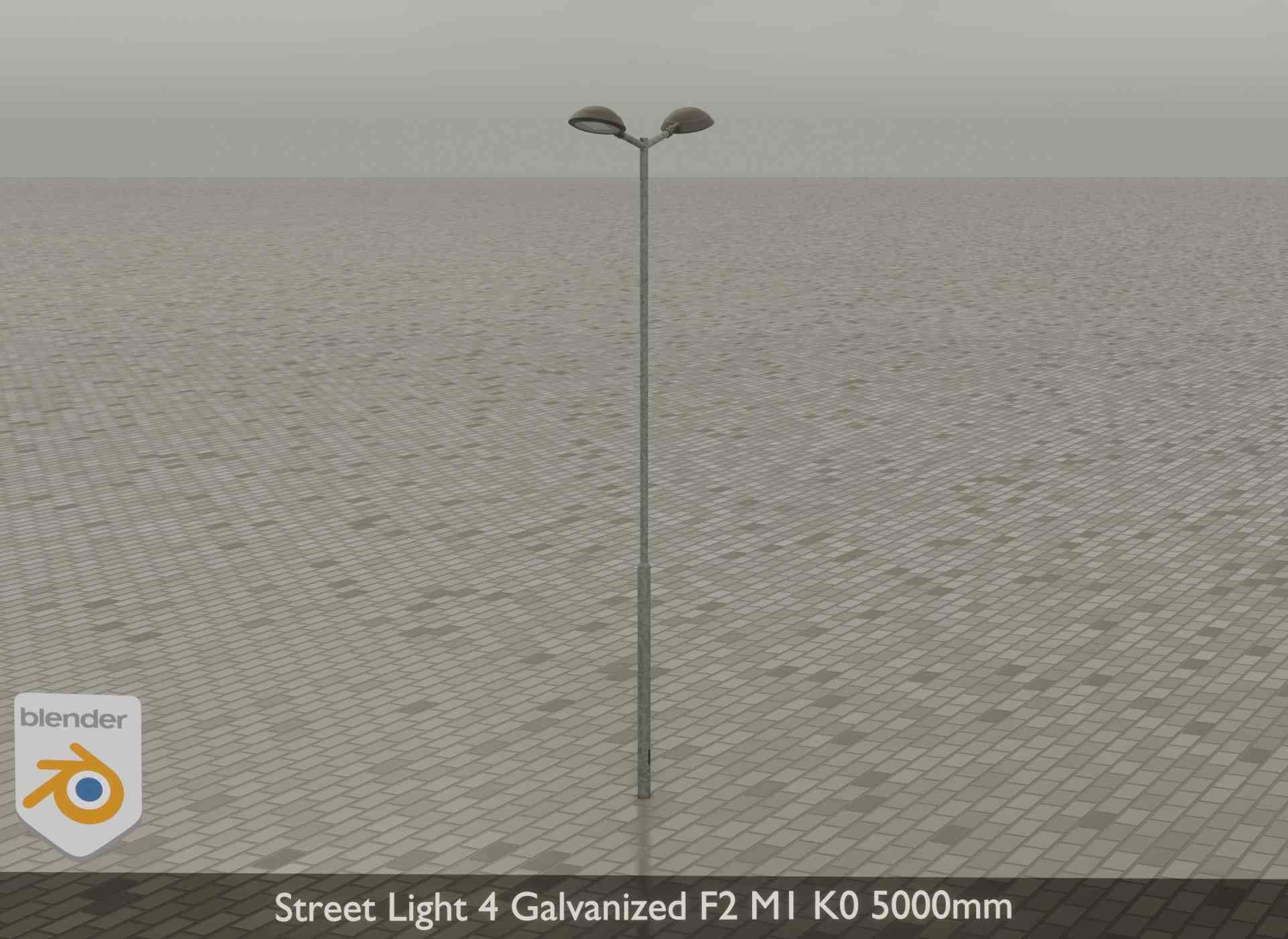 Street Light 4 Galvanized F2 M1 K0 5000mm Low-poly 3D model_33