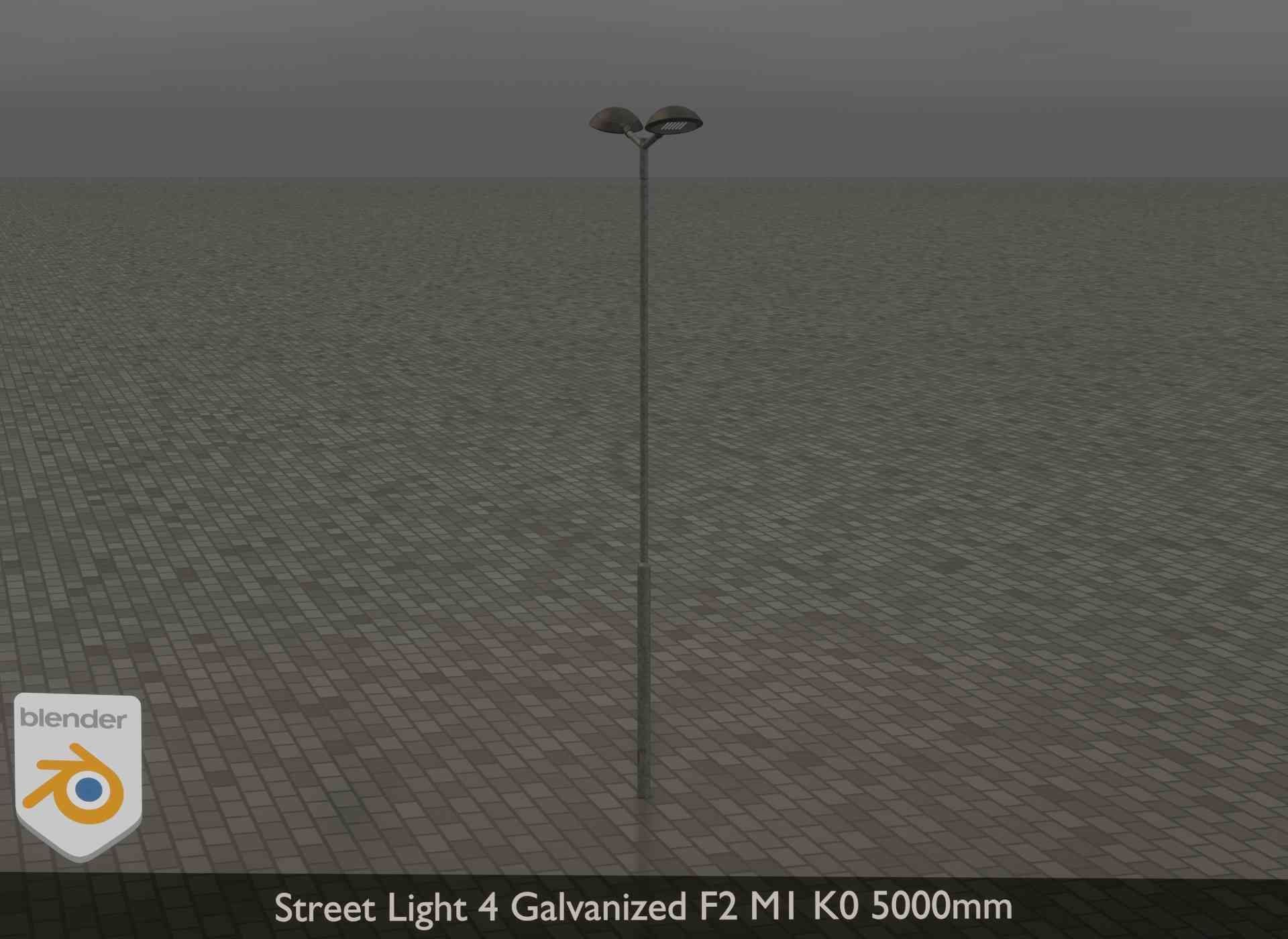 Street Light 4 Galvanized F2 M1 K0 5000mm Low-poly 3D model_28