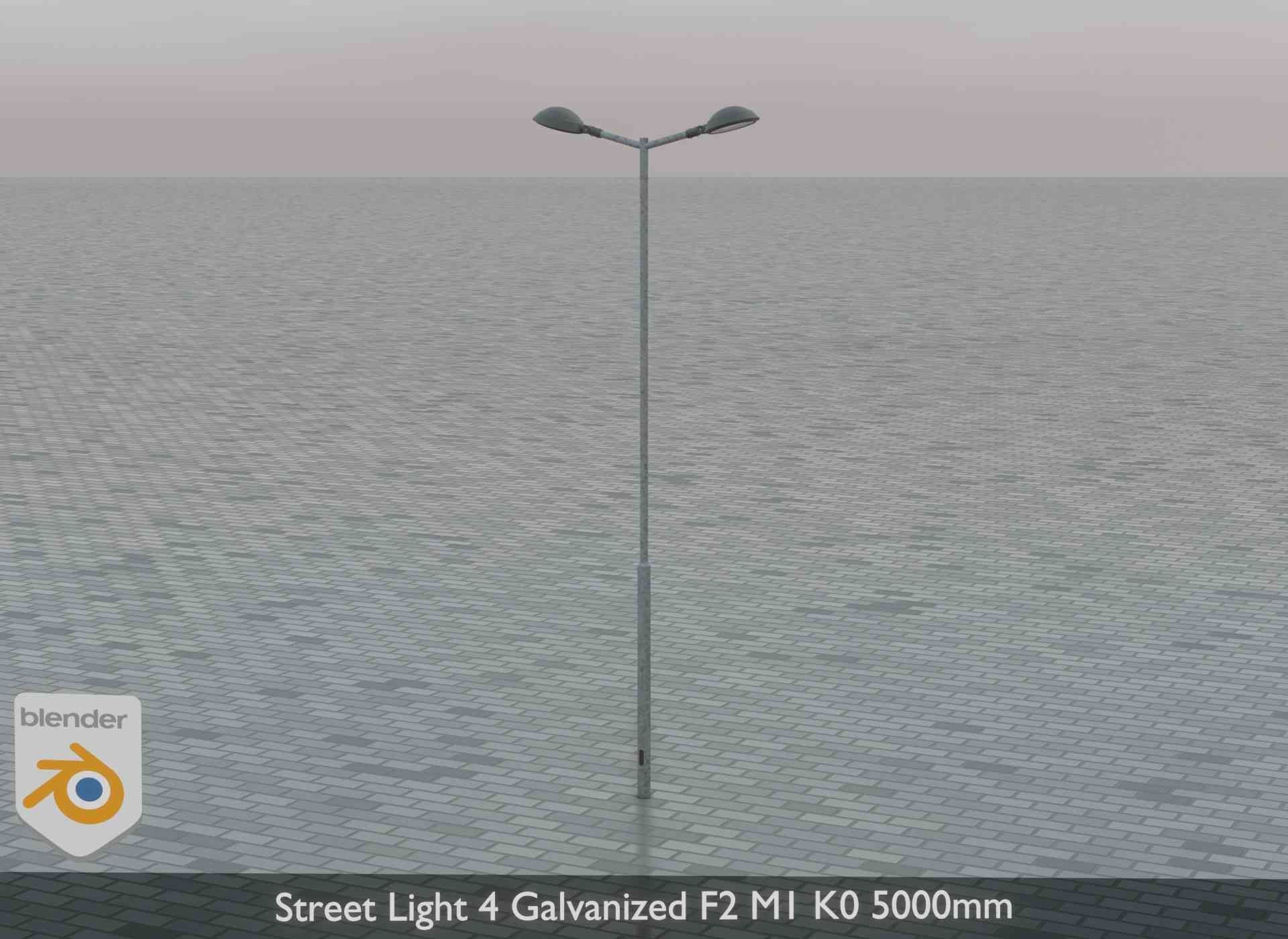 Street Light 4 Galvanized F2 M1 K0 5000mm Low-poly 3D model_3