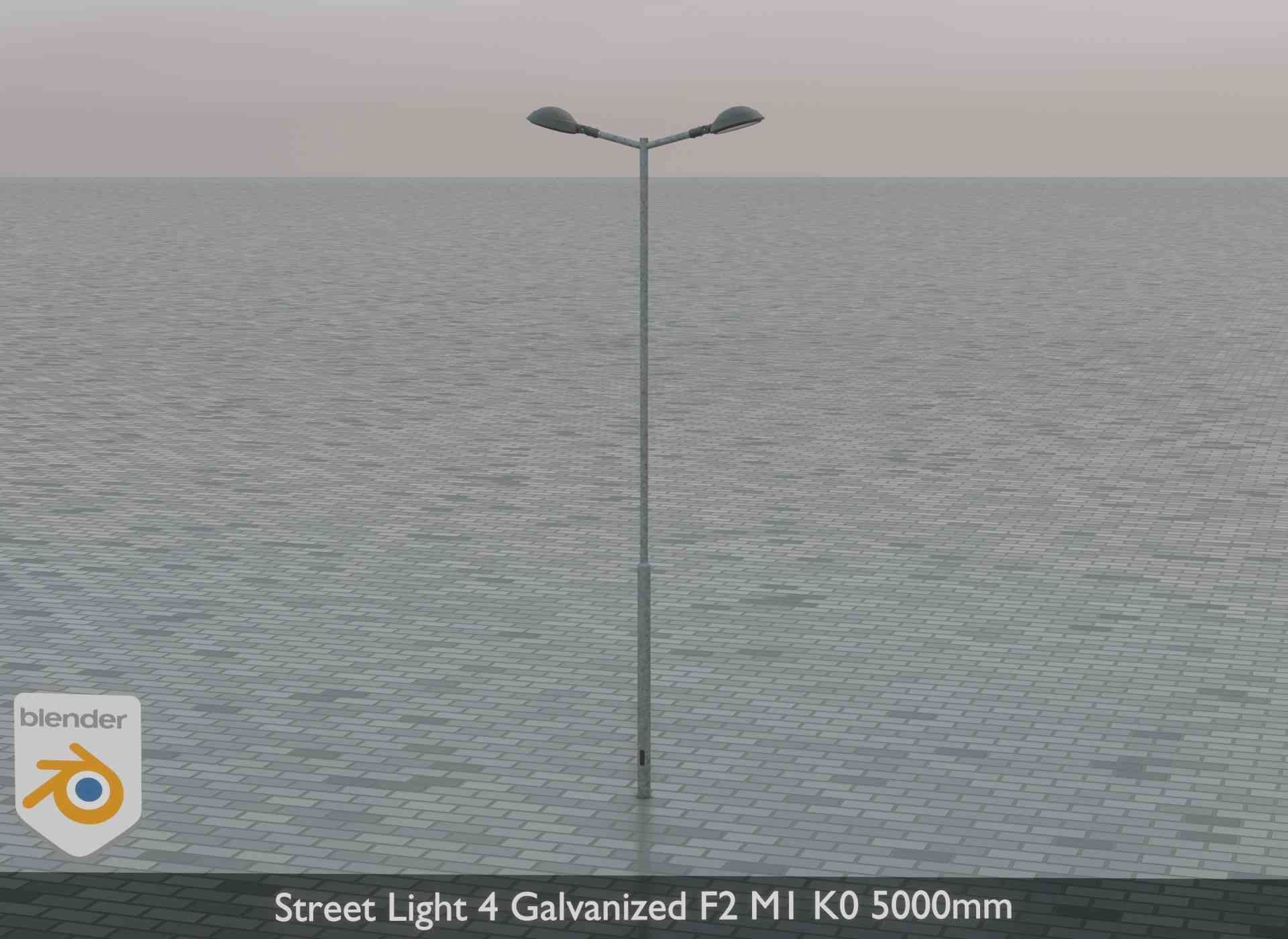 Street Light 4 Galvanized F2 M1 K0 5000mm Low-poly 3D model_2
