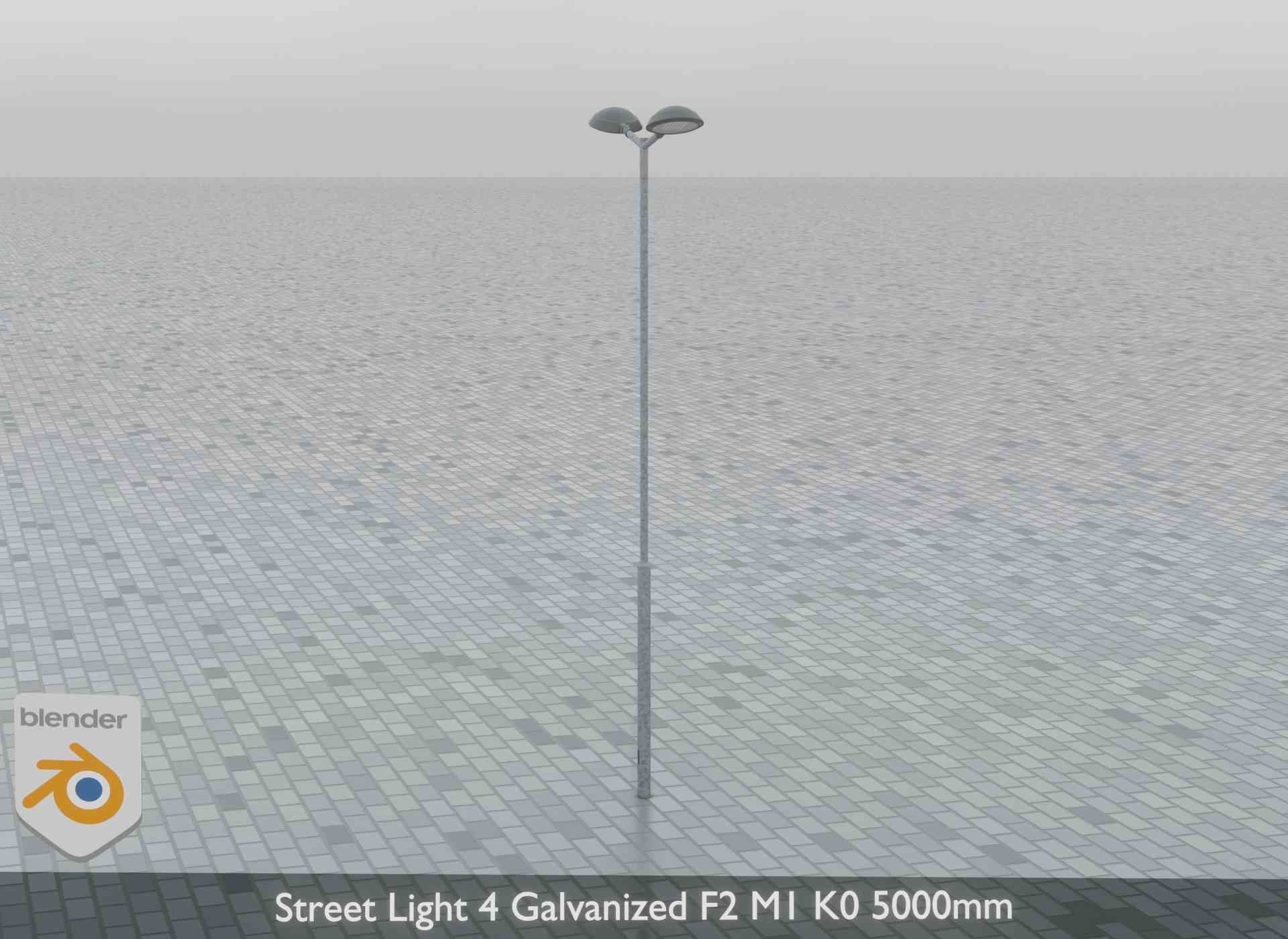 Street Light 4 Galvanized F2 M1 K0 5000mm Low-poly 3D model_8